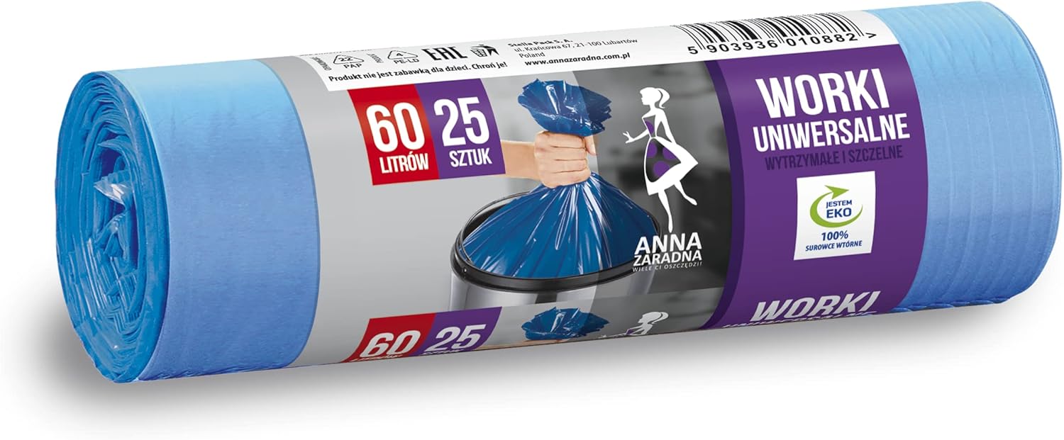 Anna Zaradna ST-AZ-010882 Universal Bin Liners 60 L - Pack of 25 Blue