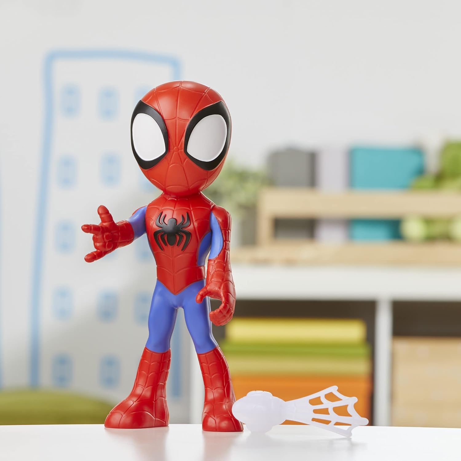 Marvel Spidey and His Amazing Friends Supersized Spidey Action Figure - 22.5 cm Poseable Figure with Web Accessory, Ages 3+ 4