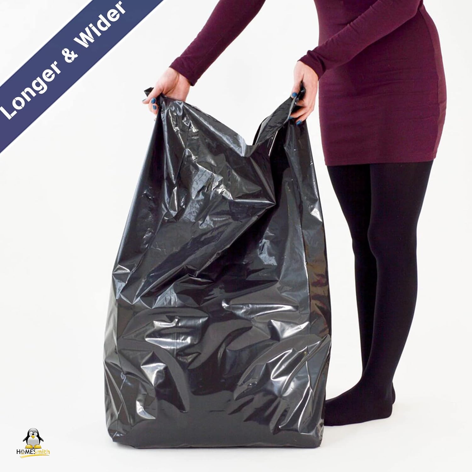 HOMESmith Extra Large Heavy Duty Eco Friendly Refuse Sacks - 120L Black Bin Bags Pack of 10
