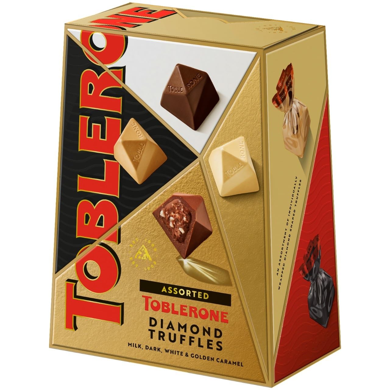 Toblerone Assorted Diamond Chocolate Truffles - Milk, Dark & Golden Caramel Praline, 180g 15