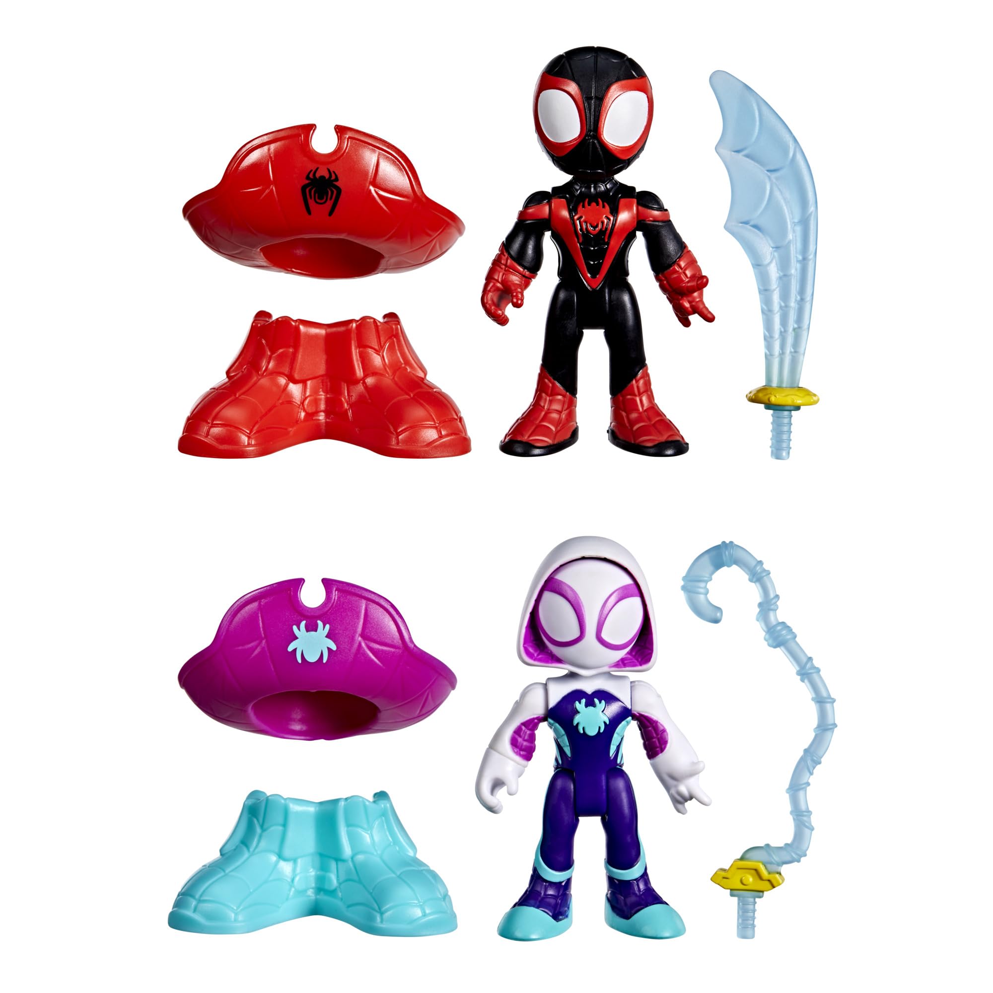Spidey and his Amazing Friends Pirate Miles 'Spin' Morales & Pirate Ghost-Spider Action Figure Set - 3 Inch Marvel Water-Webs Collection