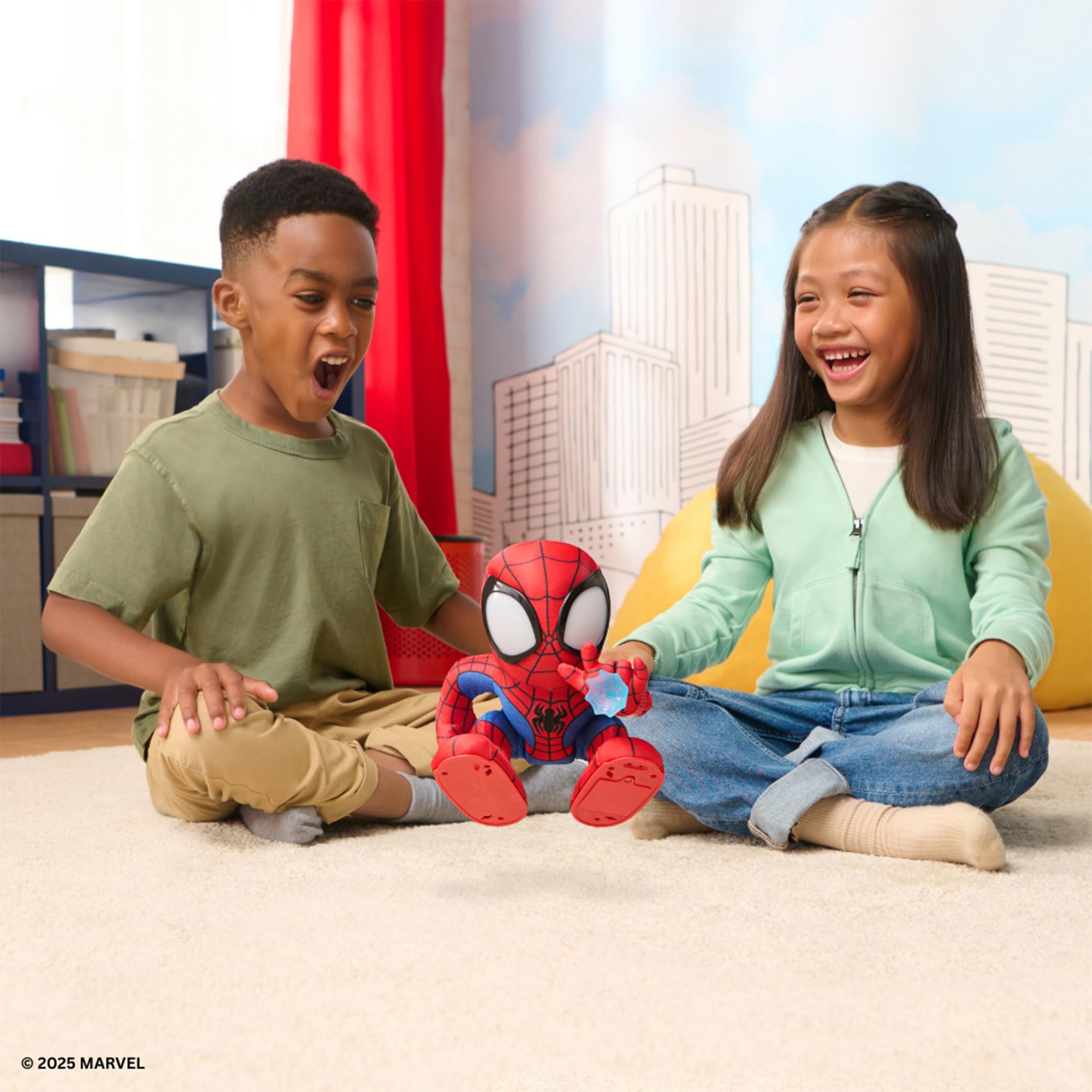 Marvel's Spidey and His Amazing Friends Amazing Flip Spidey - 12-Inch Animatronic Plush with Lights, Sounds & Web Darts
