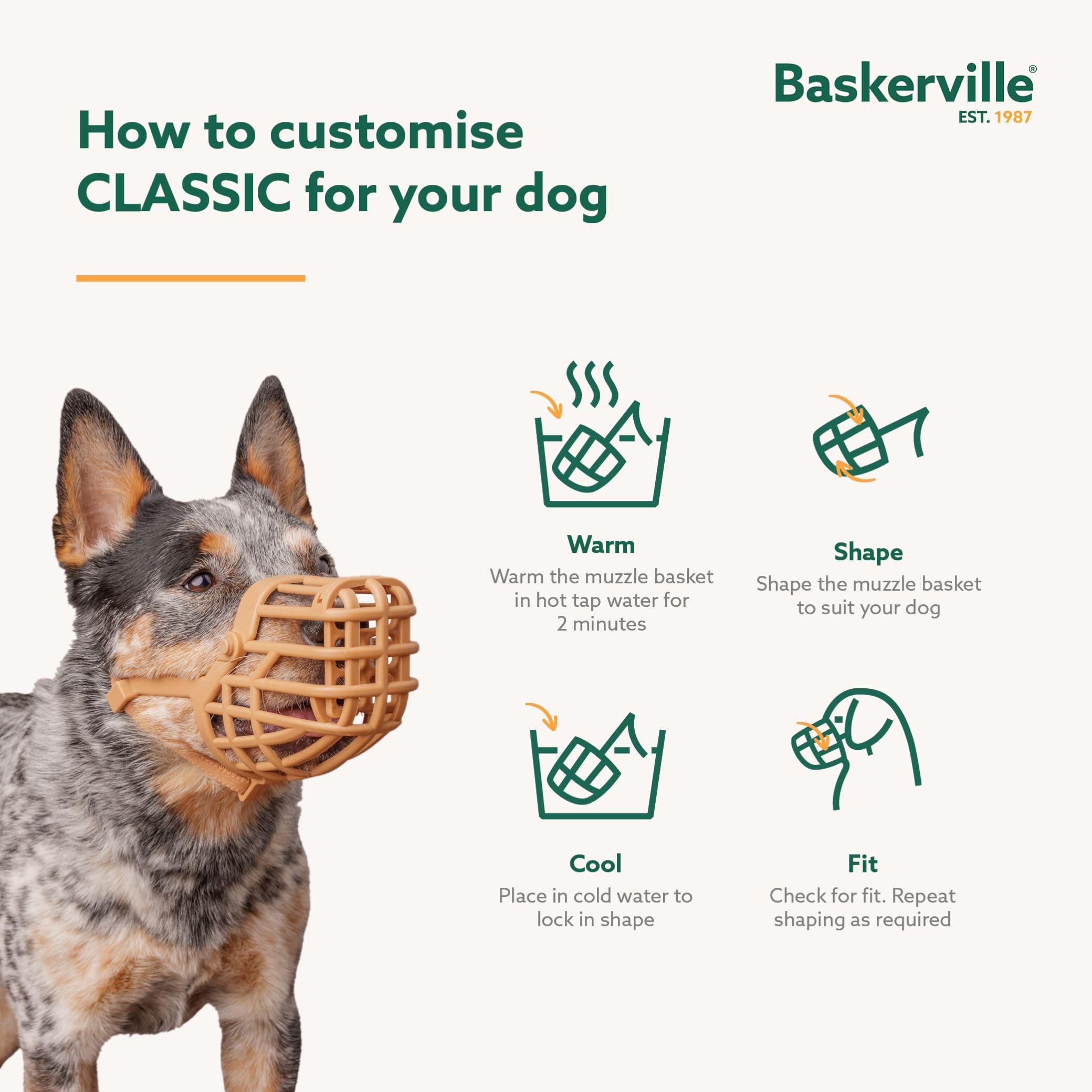 Baskerville Classic Basket Muzzle - Size 1, Brown, Prevents Biting & Scavenging 6