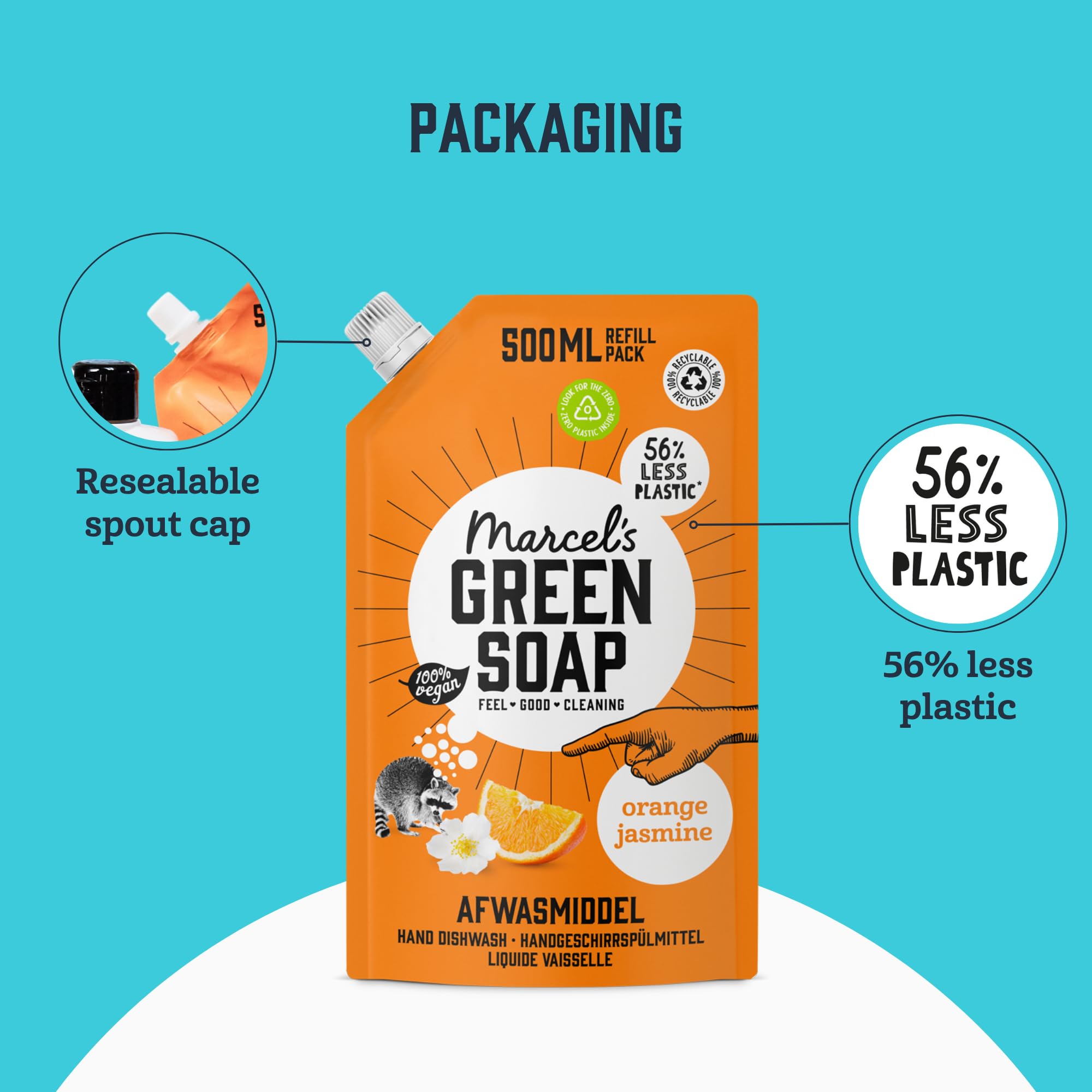 Marcel's Green Soap - Orange & Jasmine Washing-up Liquid Refill