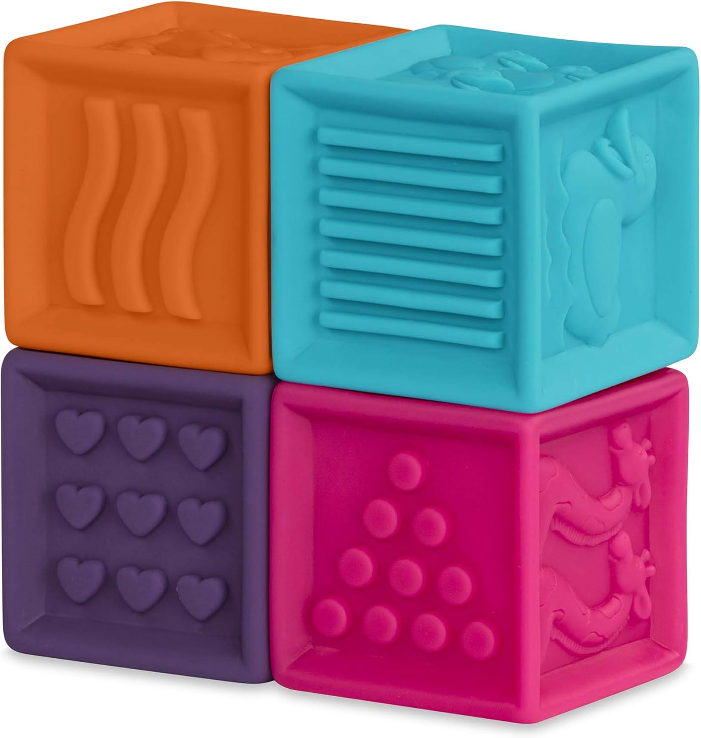 B. Toys One Two Squeeze Baby Blocks - 10 Soft Educational Stacking Blocks for Toddlers 6 Months+