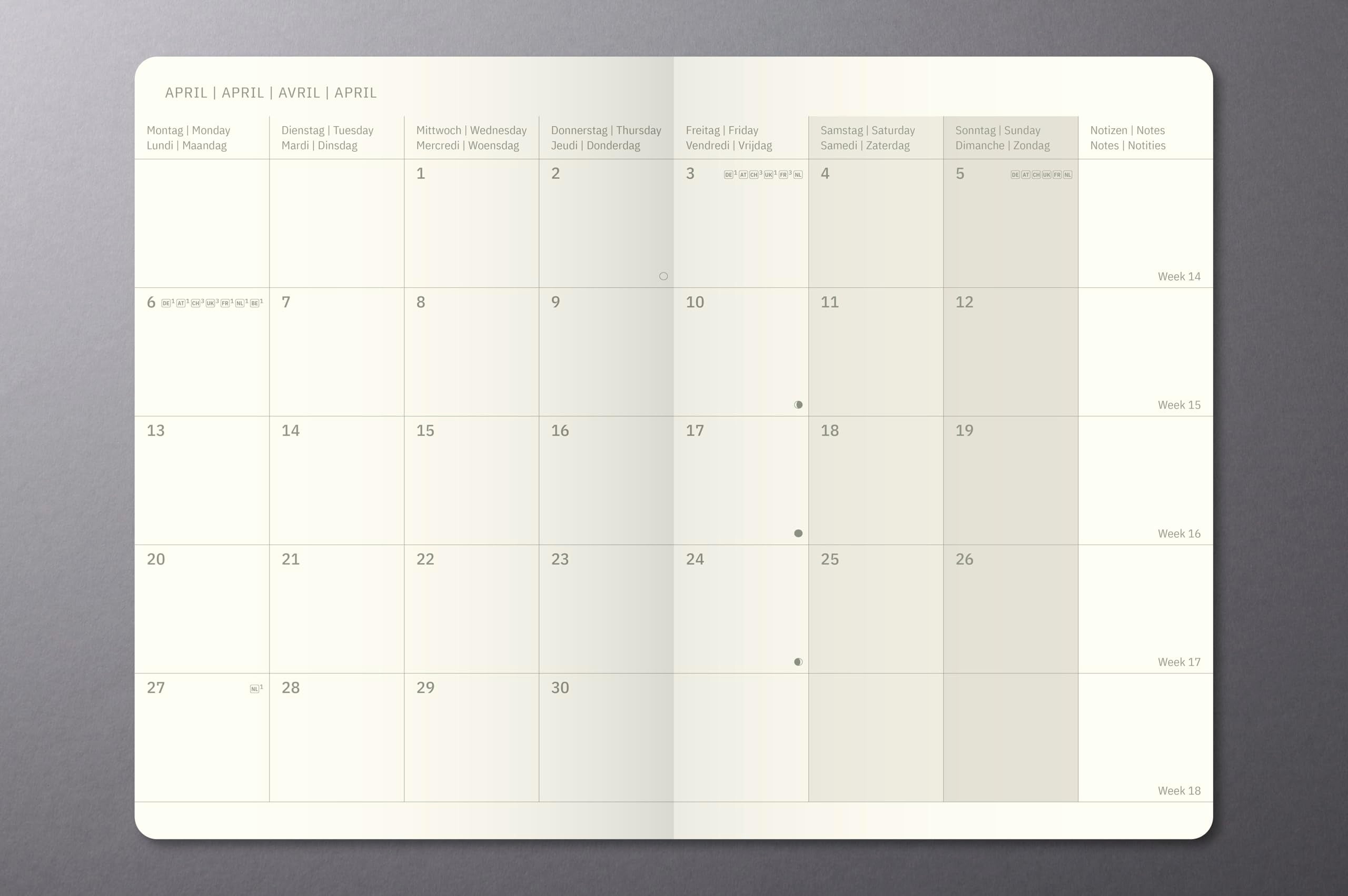 Sigel Conceptum C2684 Monthly Planner Notebook 2026 | A5 Black | DE/GB/FR/NL Languages 2