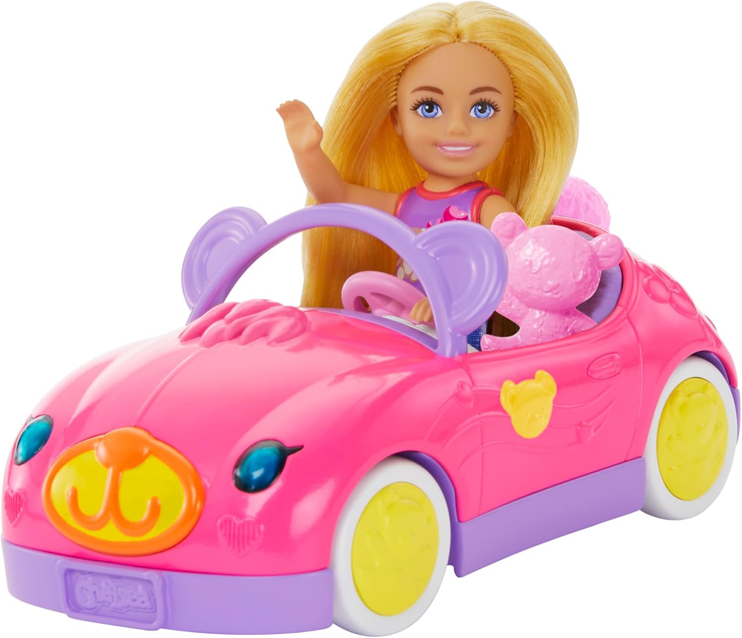 Barbie Chelsea Doll & Toy Car Playset - Bear-Themed Convertible with Teddy Bear Accessory 4