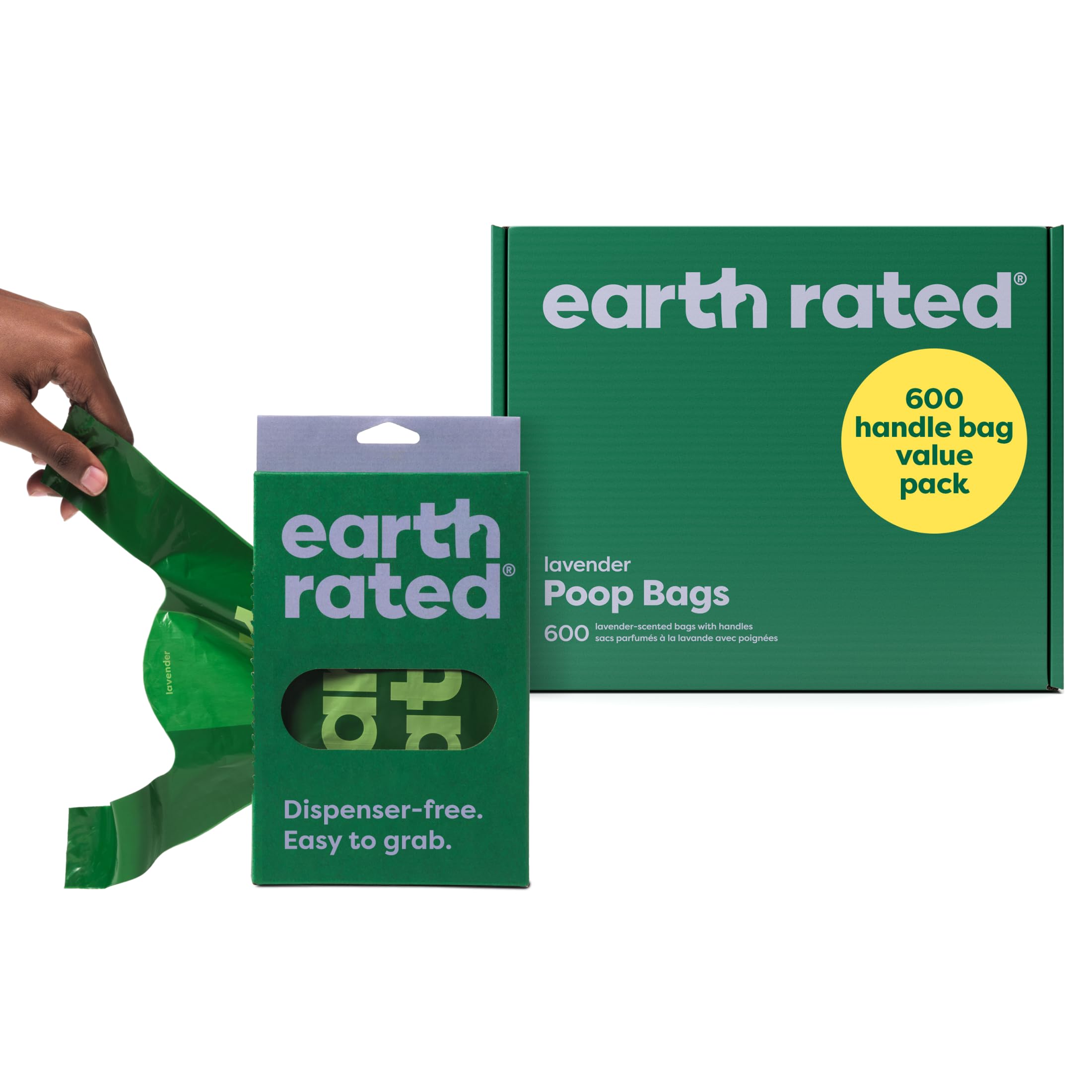 Earth Rated Dog Poo Bags with Handles Value Pack - 600 Count, Lavender Scent, Leak-Proof 1