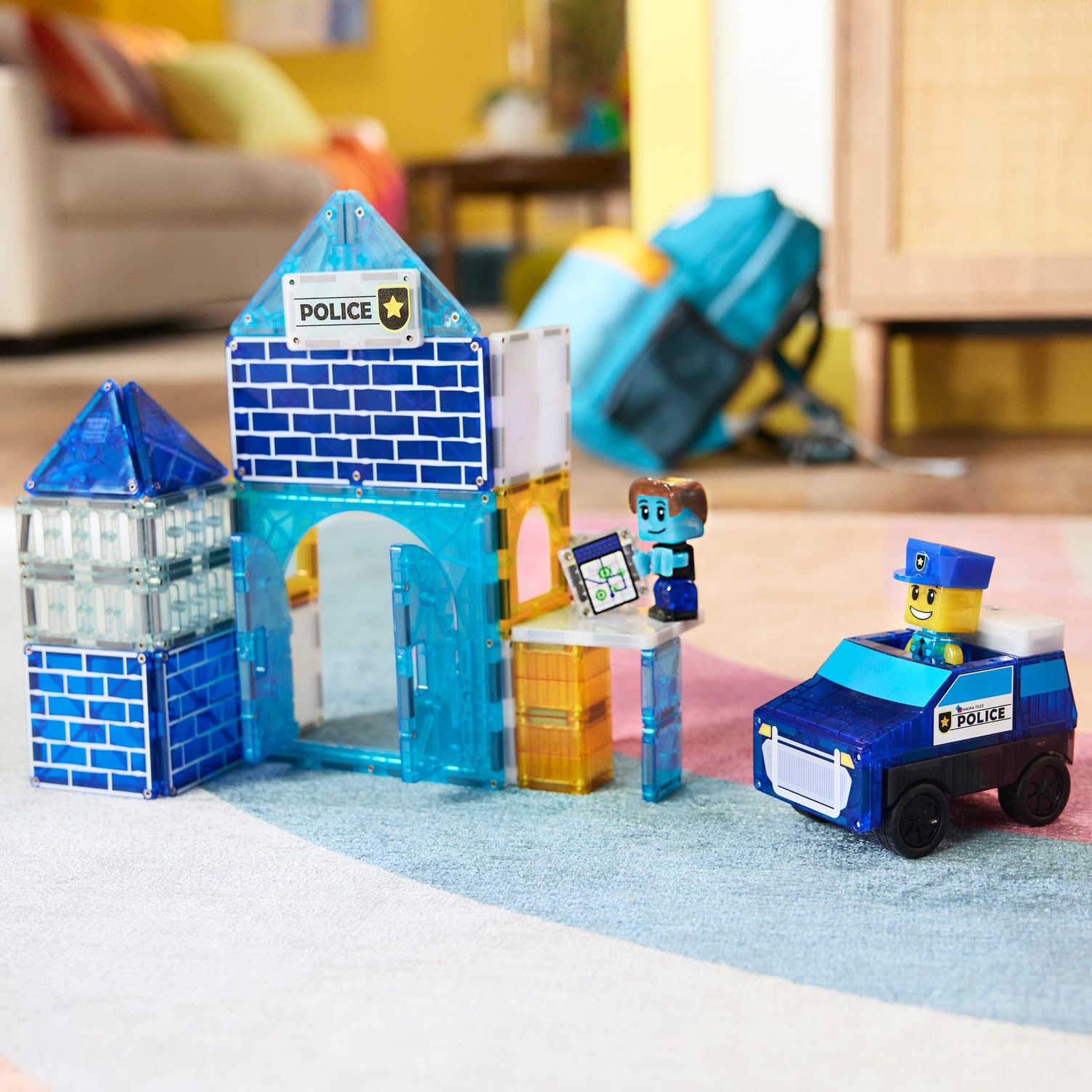 MAGNA-TILES Police Station 35-Piece Magnetic Construction Set 3