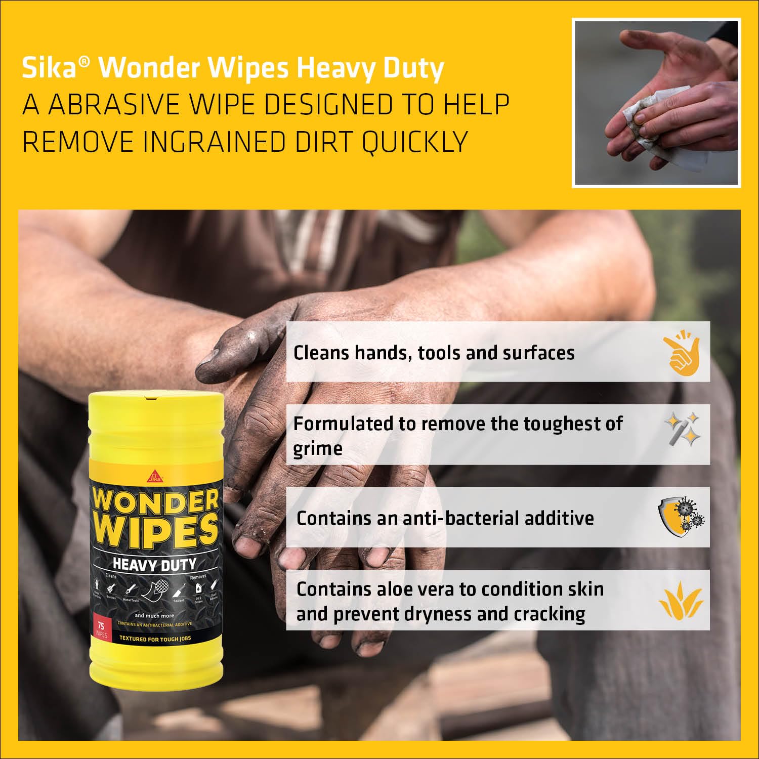 Sika Wonder Wipes Textured Heavy Duty Cleaning Wipes for Building Trade 4