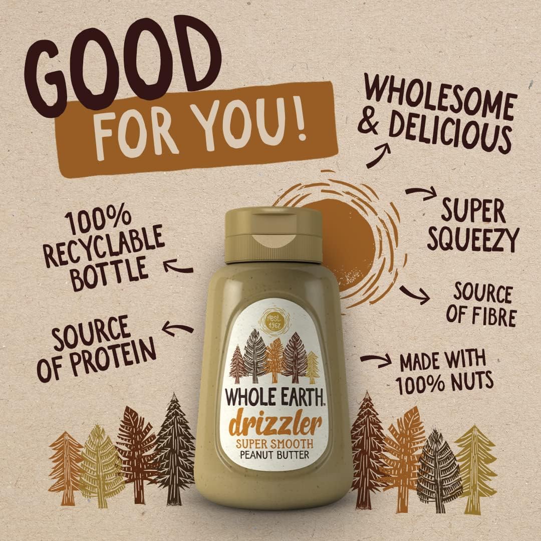 Whole Earth Drizzler Original Roasted Peanut Butter - Super Smooth Squeezy Spread 3