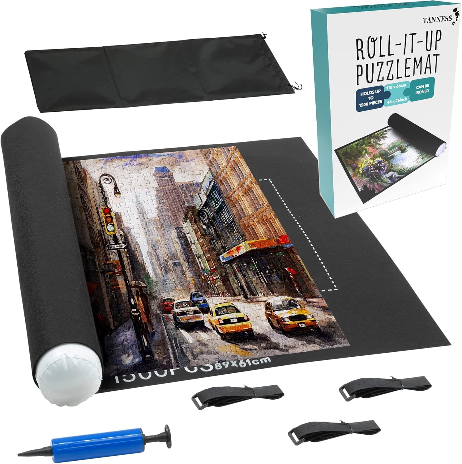 TANNESS Giant Jigsaw Board - Puzzle Roll Mat for 1500 Pieces with Storage Bag