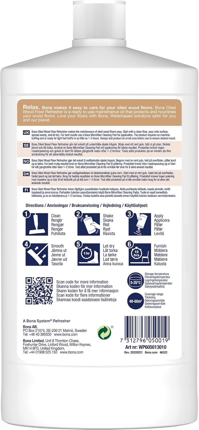 Bona Oiled Wood Floor Refresher - 1 Litre Bottle 3