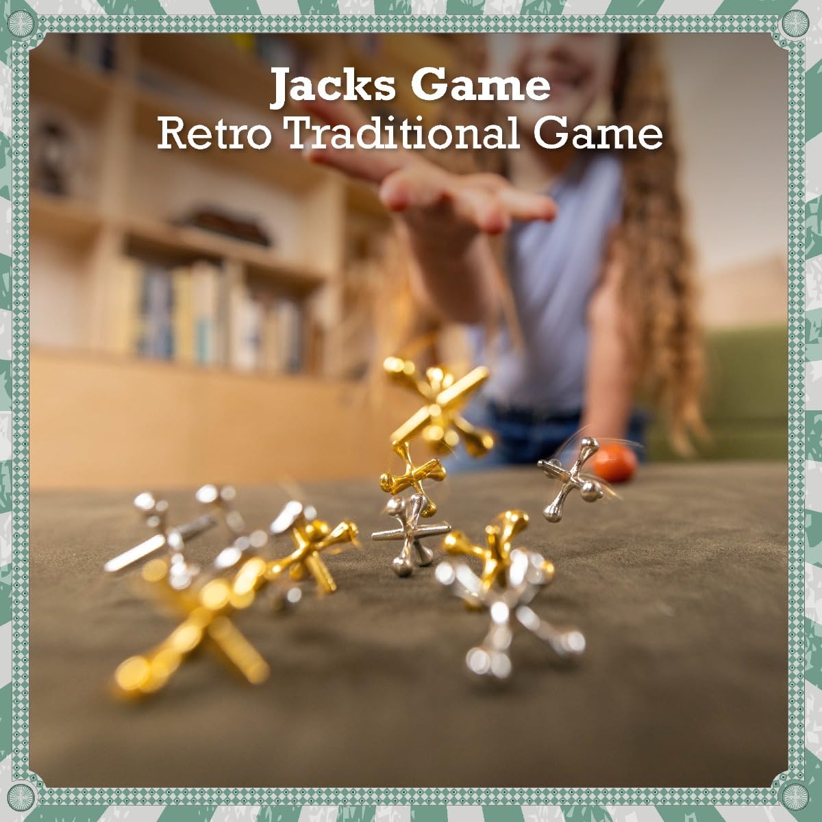 Toyrific Classic Jacks Game Set with Ball and Bag | Ages 3+ | Metal Construction