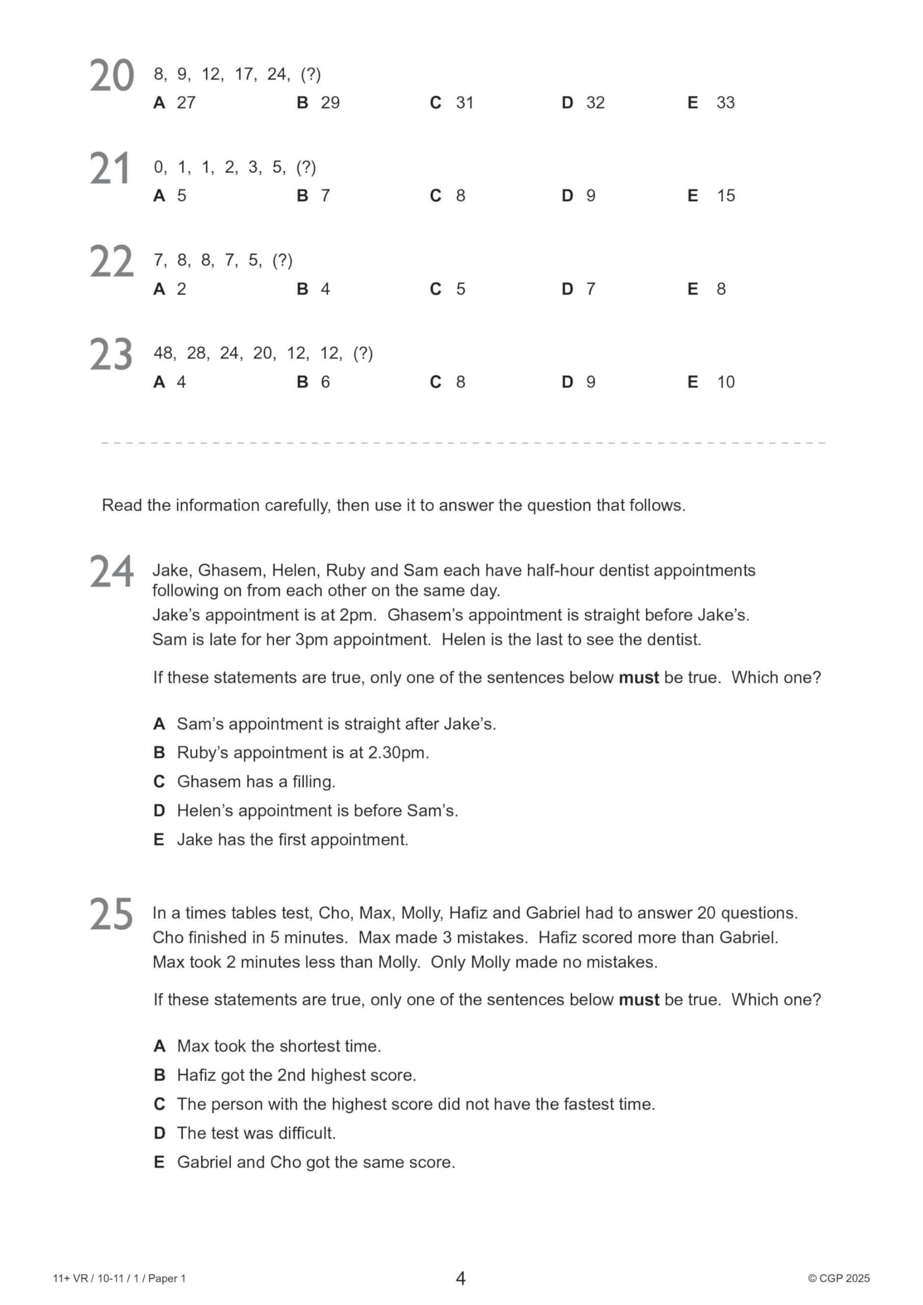 CGP 11+ GL Verbal Reasoning Practice Papers - Ages 10-11 | Pack 1 with Parents' Guide & Online Edition 5