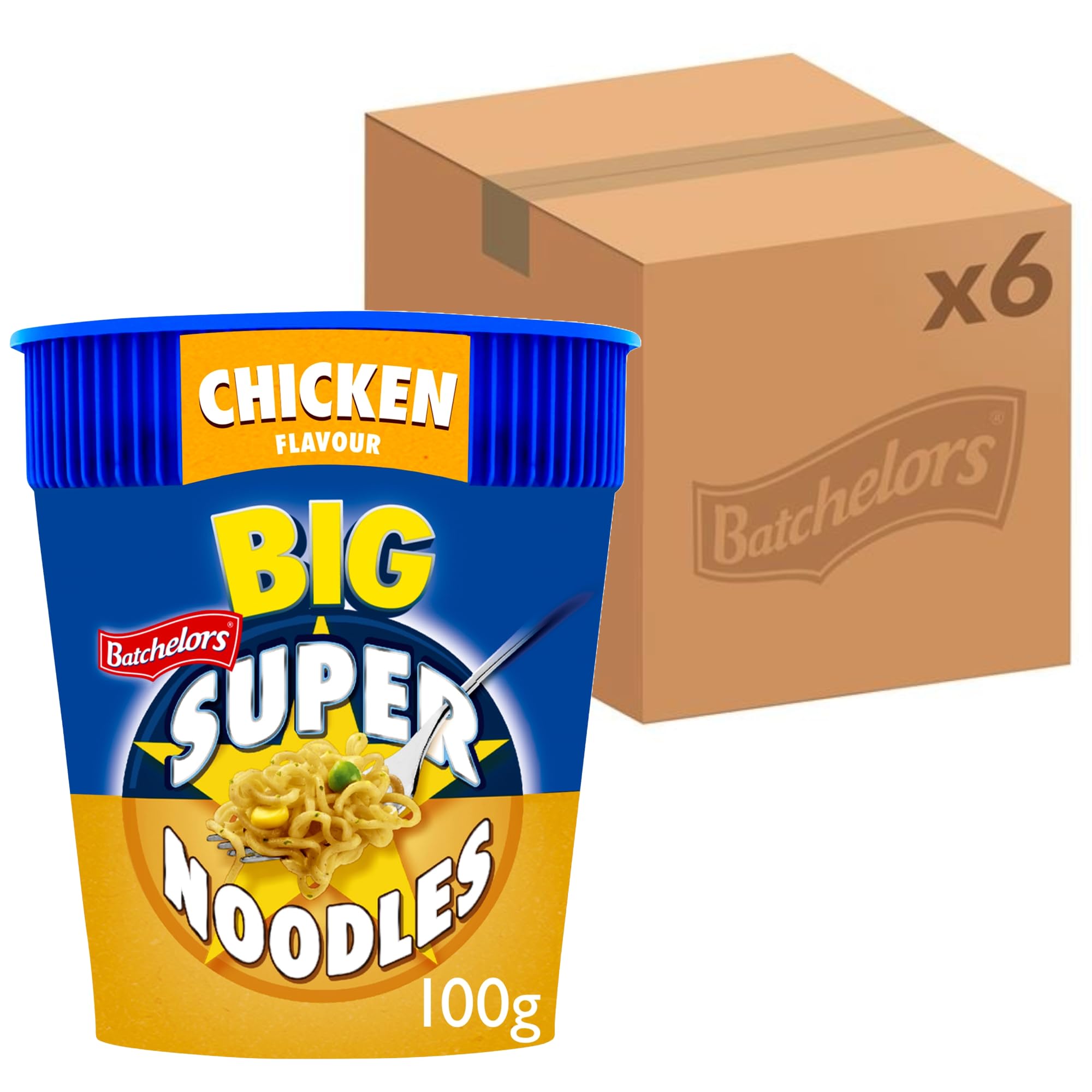 Batchelors Big Super Noodles Chicken Flavour Instant Snack Pot - 100 g (Pack of 6) 1
