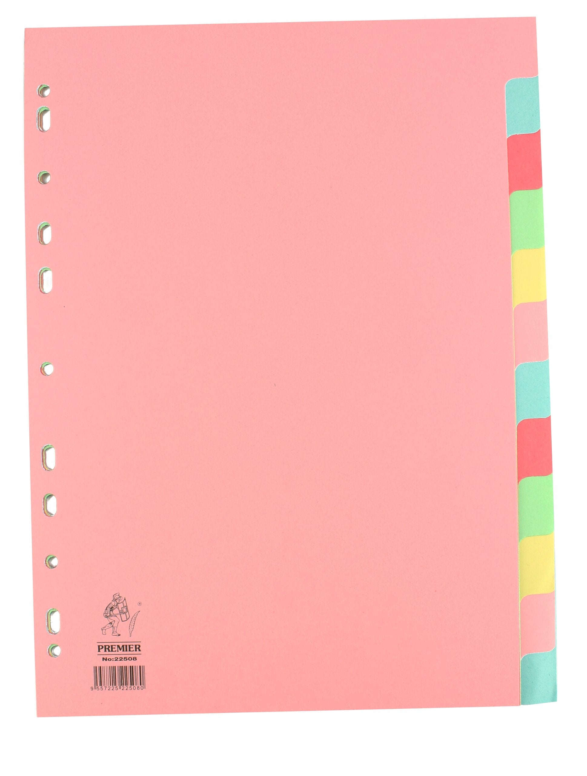 Rexel Whitebox A4 Manilla Divider - 12-Part Pink with Multi-Colour Tabs | Model 75697