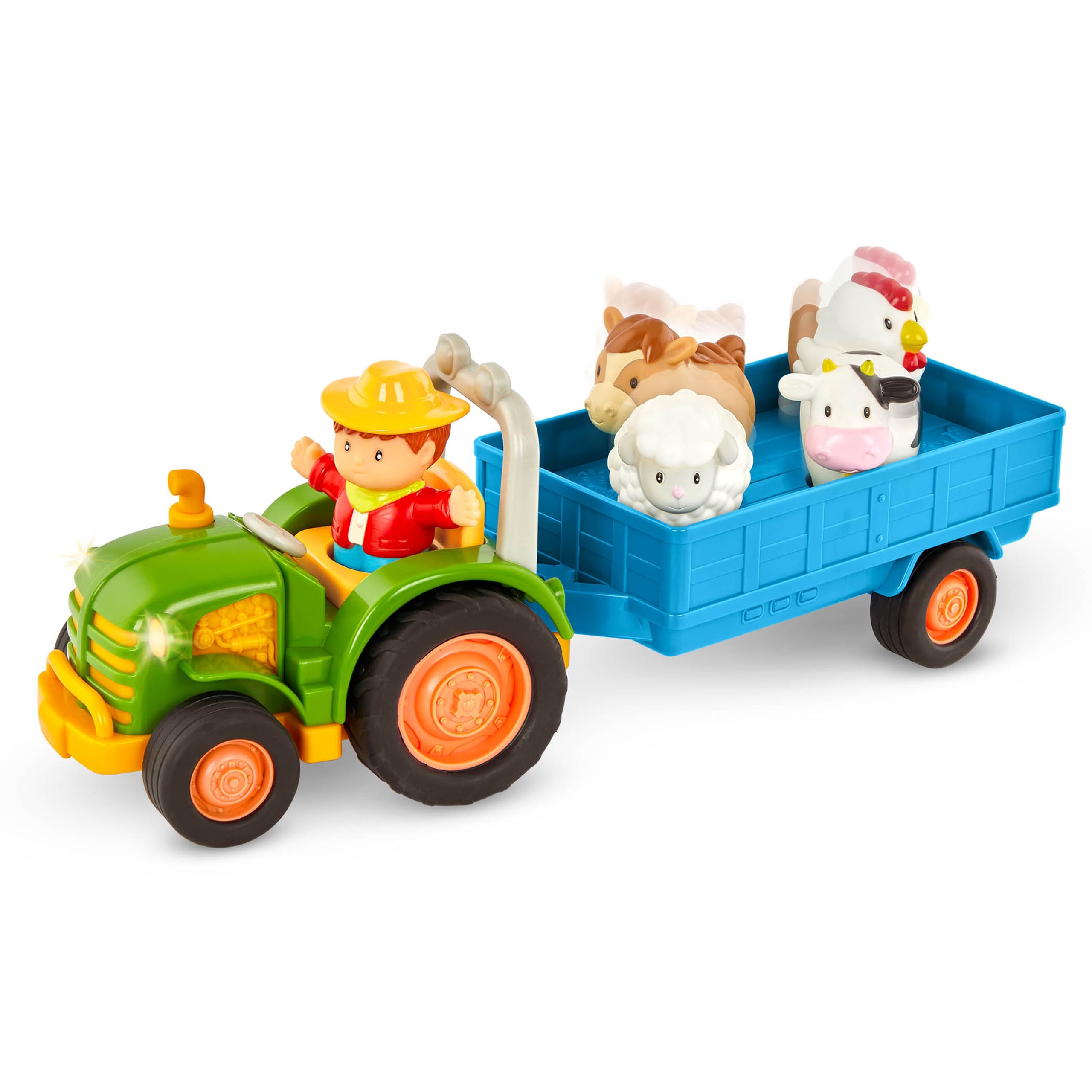 Battat Lights & Sounds Toy Tractor Playset - 7-Piece Farm Animal Set for Toddlers 18 Months+
