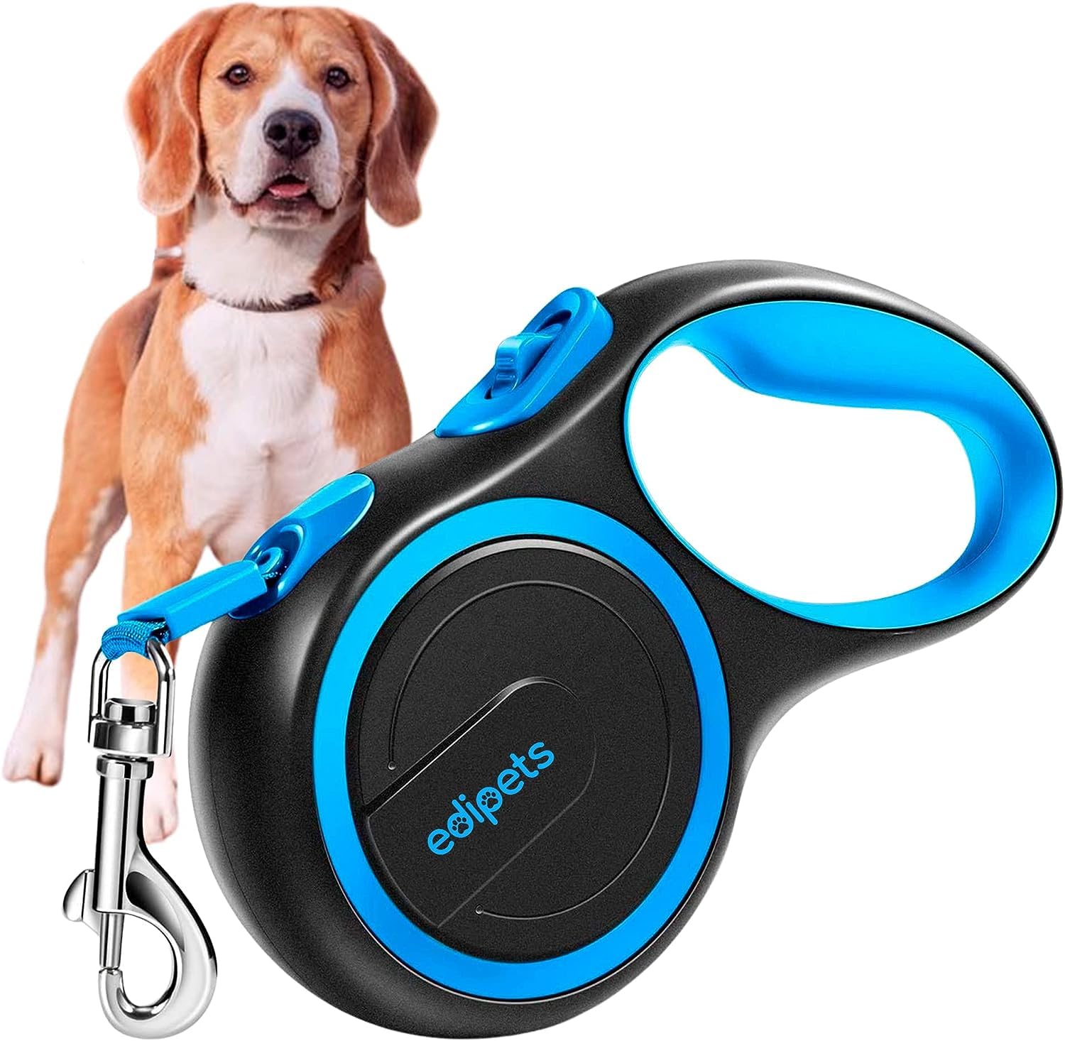Edipets Extendable Dog Leash - Retractable Nylon Lead | 8 Metres | Blue