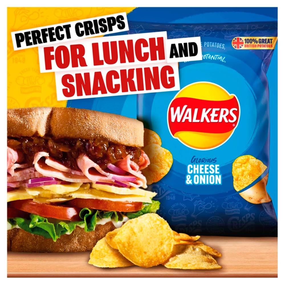Walkers Cheese & Onion Crisps Grab Bag 45g 9