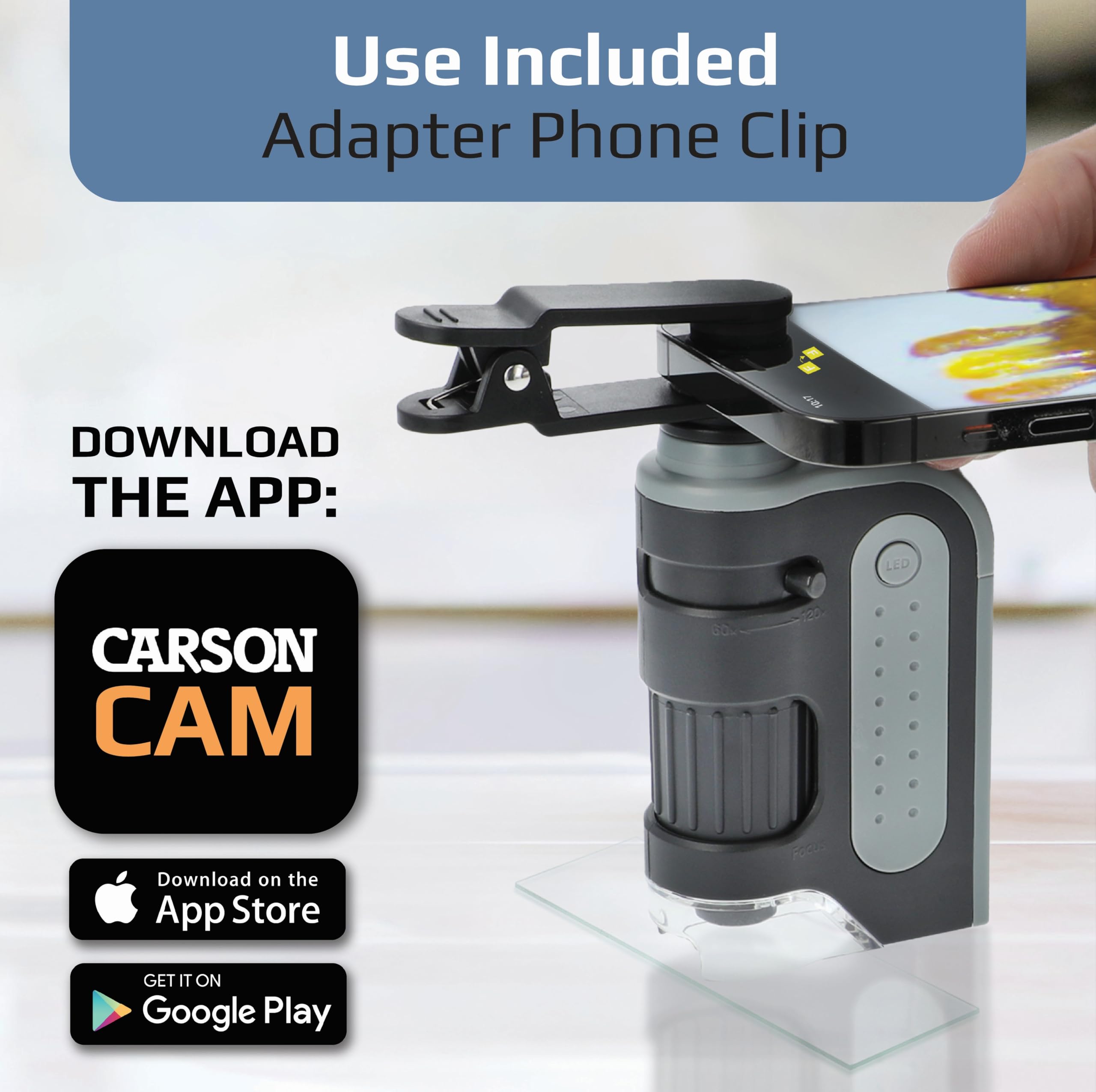 Carson MM-350 MicroBrite Pro Pocket Microscope with Smartphone Adapter