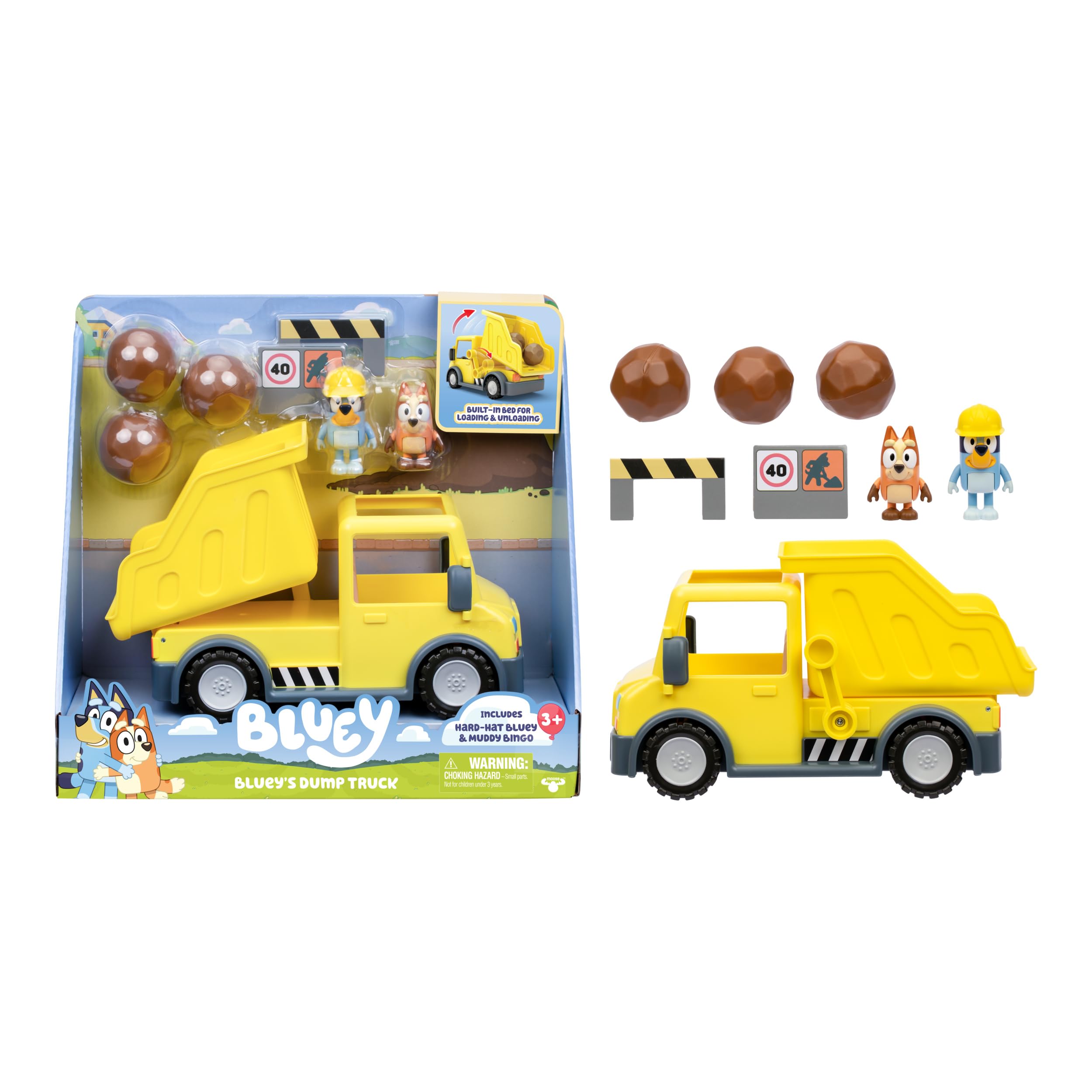 Bluey Dump Truck - Load & Unload Playset with Movable Lever & Sticker Sheet