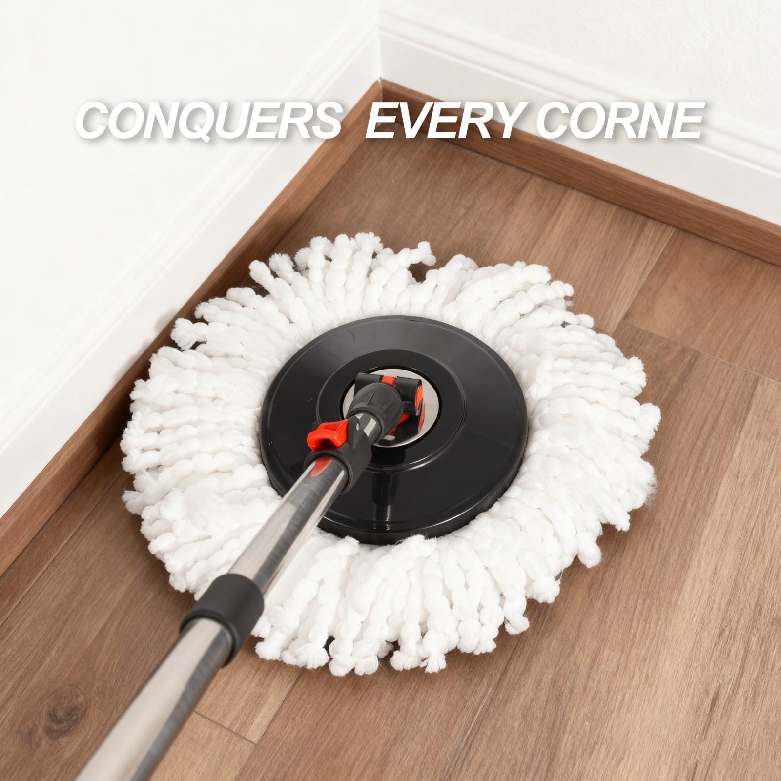 Requisite Needs Smart Spin Mop and Bucket Set – 360° Rotatable Microfiber Mop with Adjustable Stainless Steel Handle – Black 15