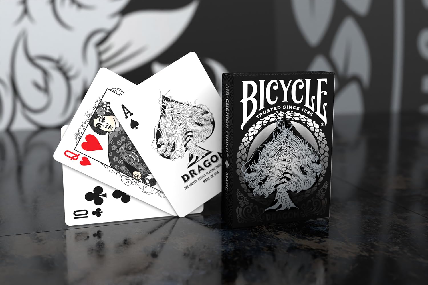 Bicycle Black Dragon Playing Cards - Air Cushion Finish | Unisex Adult | 1 Deck 3