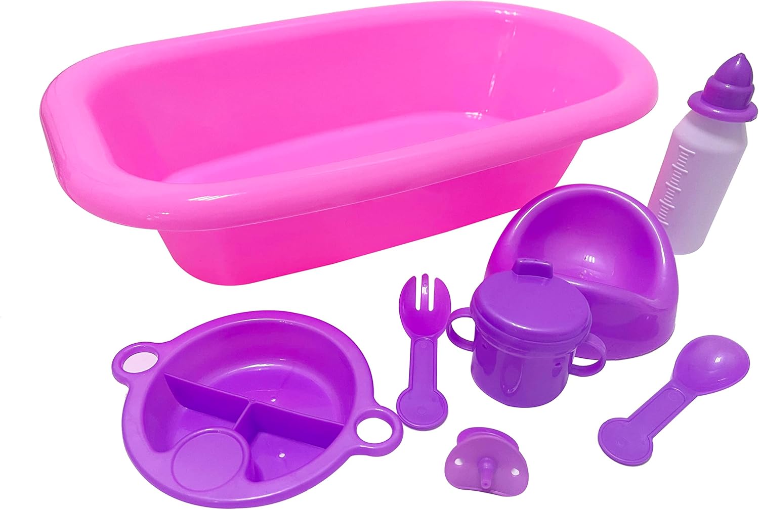 Ram® 8-Piece Kids Pretend Play Baby Doll Bath and Bottle Playset - Ages 3+