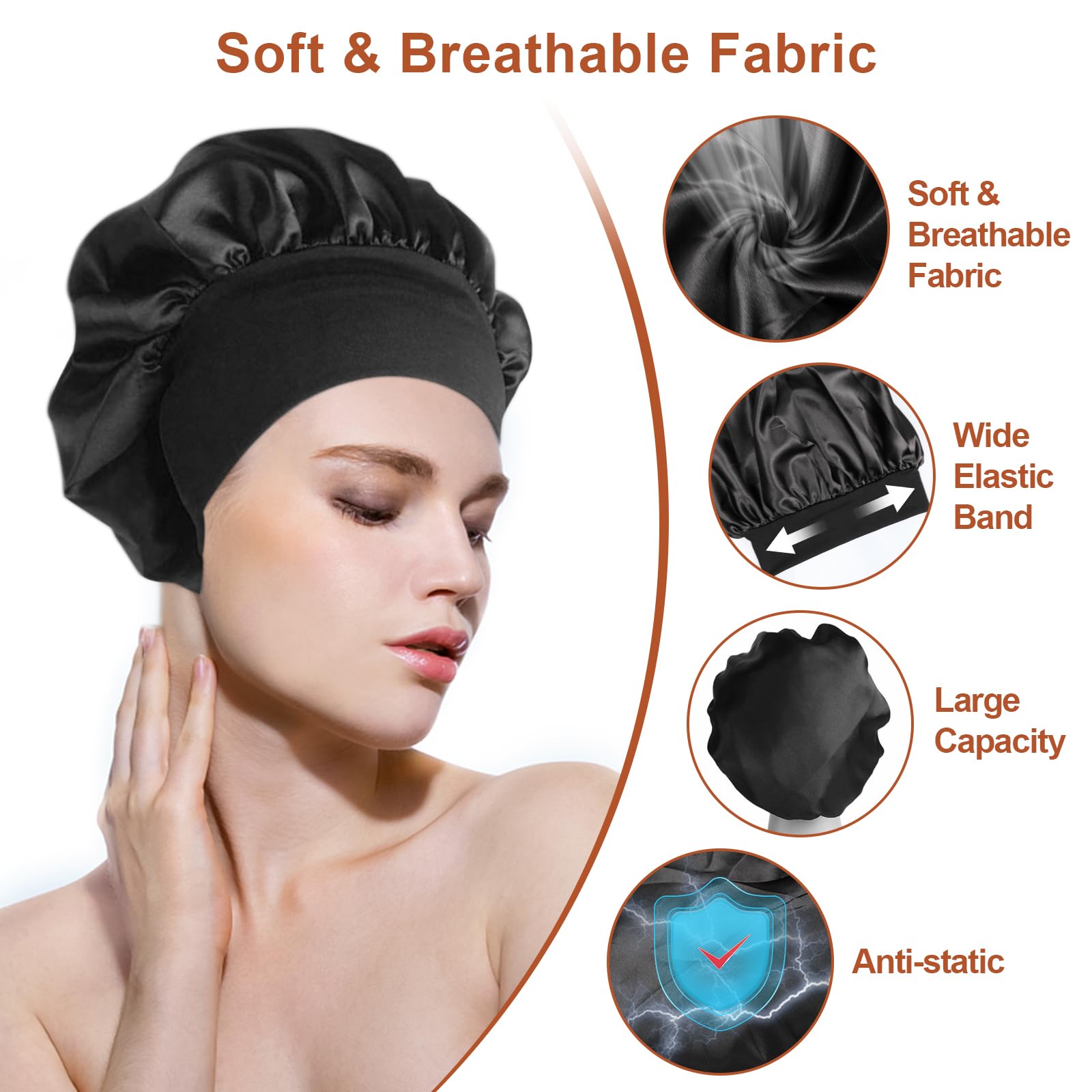 MOXYOY Silk Bonnet - Protects Hair While Sleeping | Breathable | Reusable