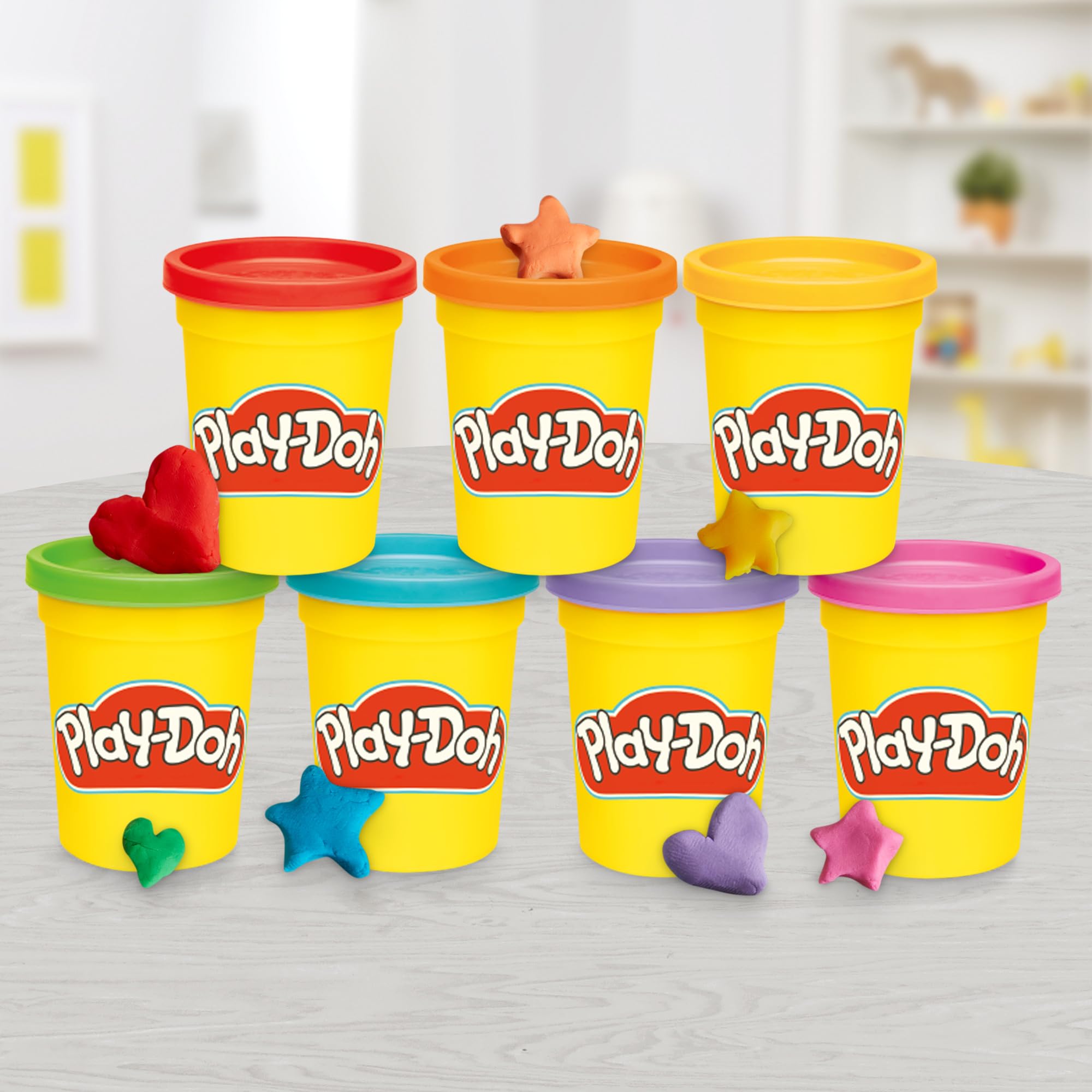 Play-Doh Favorite Colors 9-Pack Set with 7 Large & 2 Small Cans – Red, Orange, Yellow, Green, Blue, Purple, Pink, Black, White 3