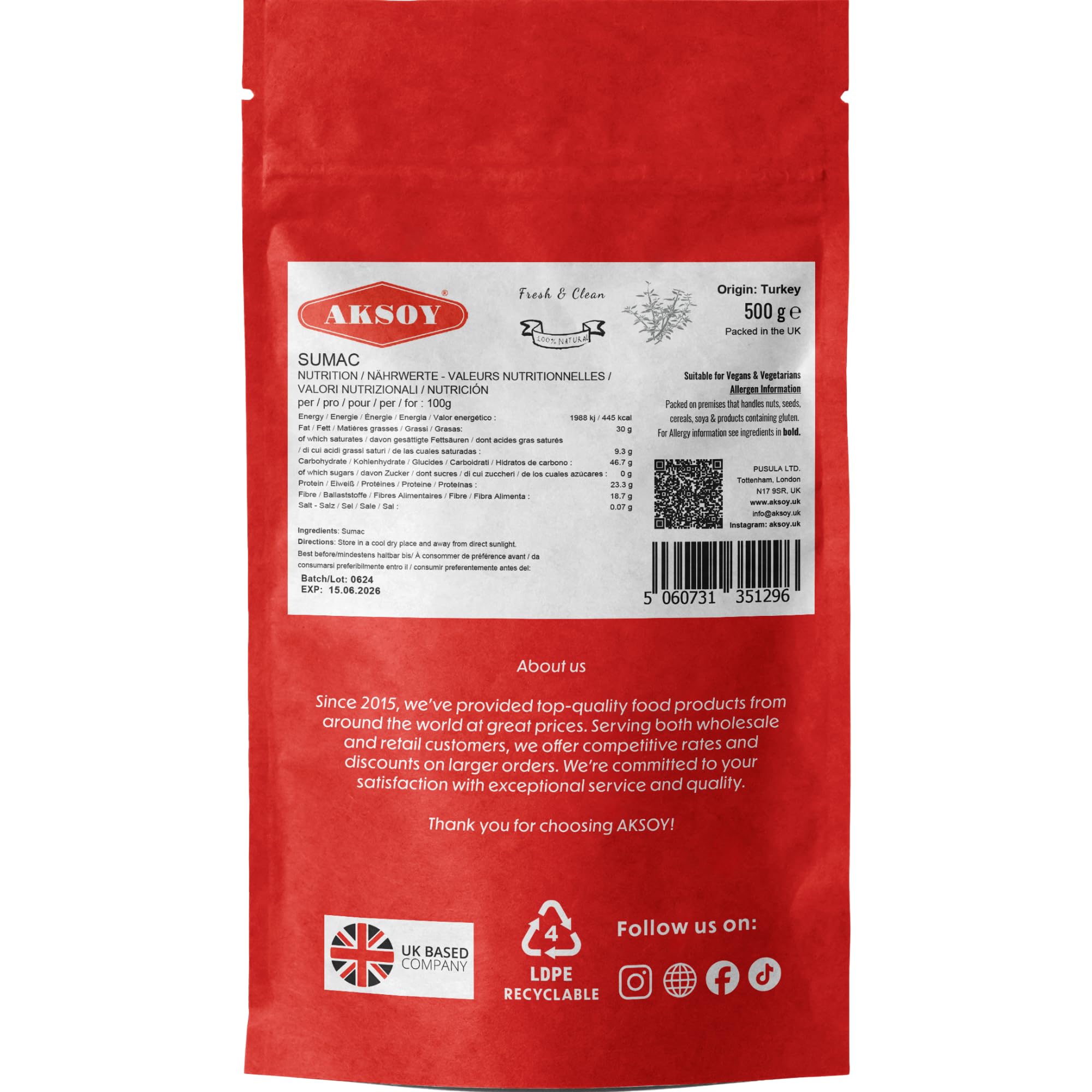 Aksoy Premium Ground Sumac 500g | 100% Natural Tangy Spice for Middle Eastern & Mediterranean Dishes 7