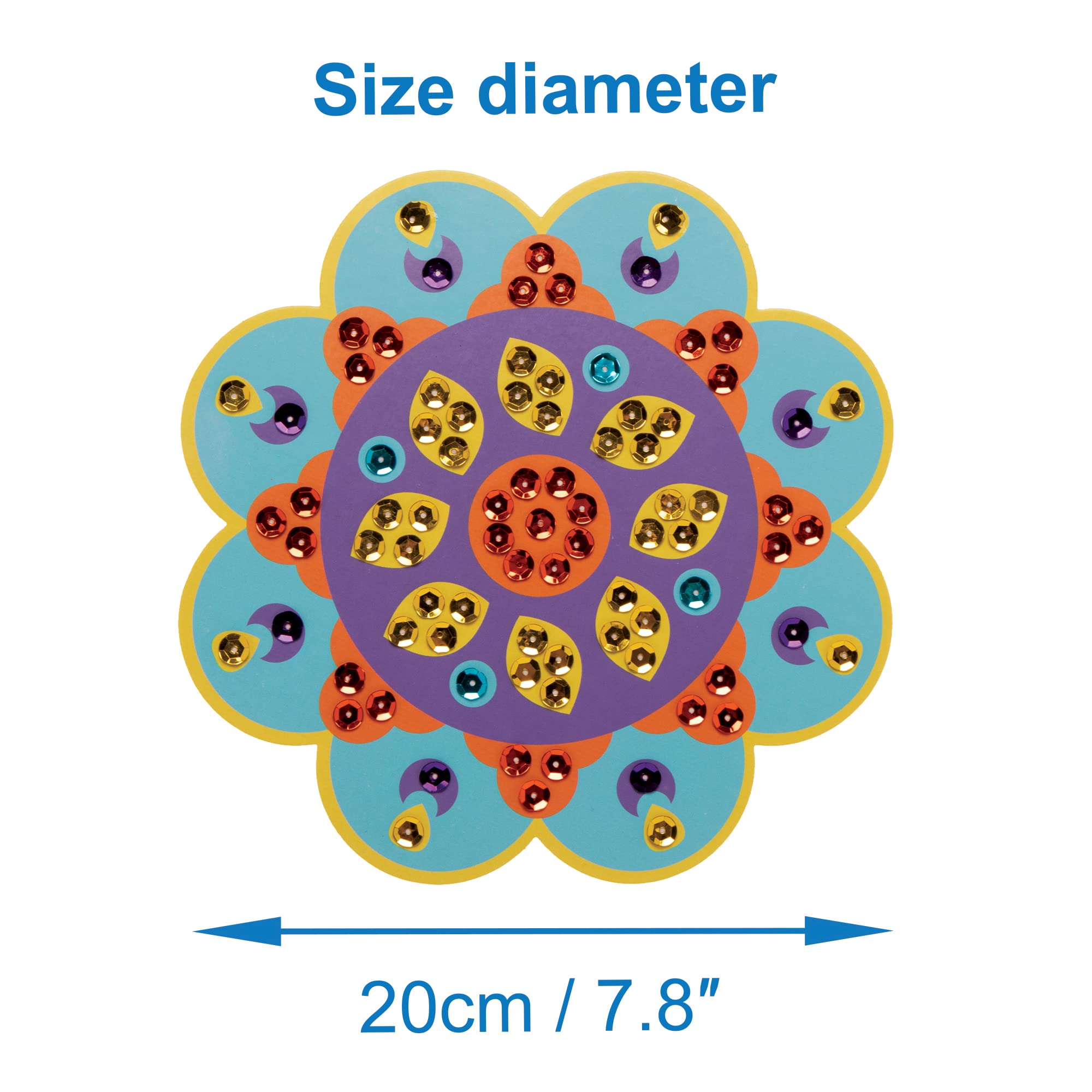 Baker Ross FE840 Rangoli Sequin Craft Kits - Pack of 4 Assorted Designs