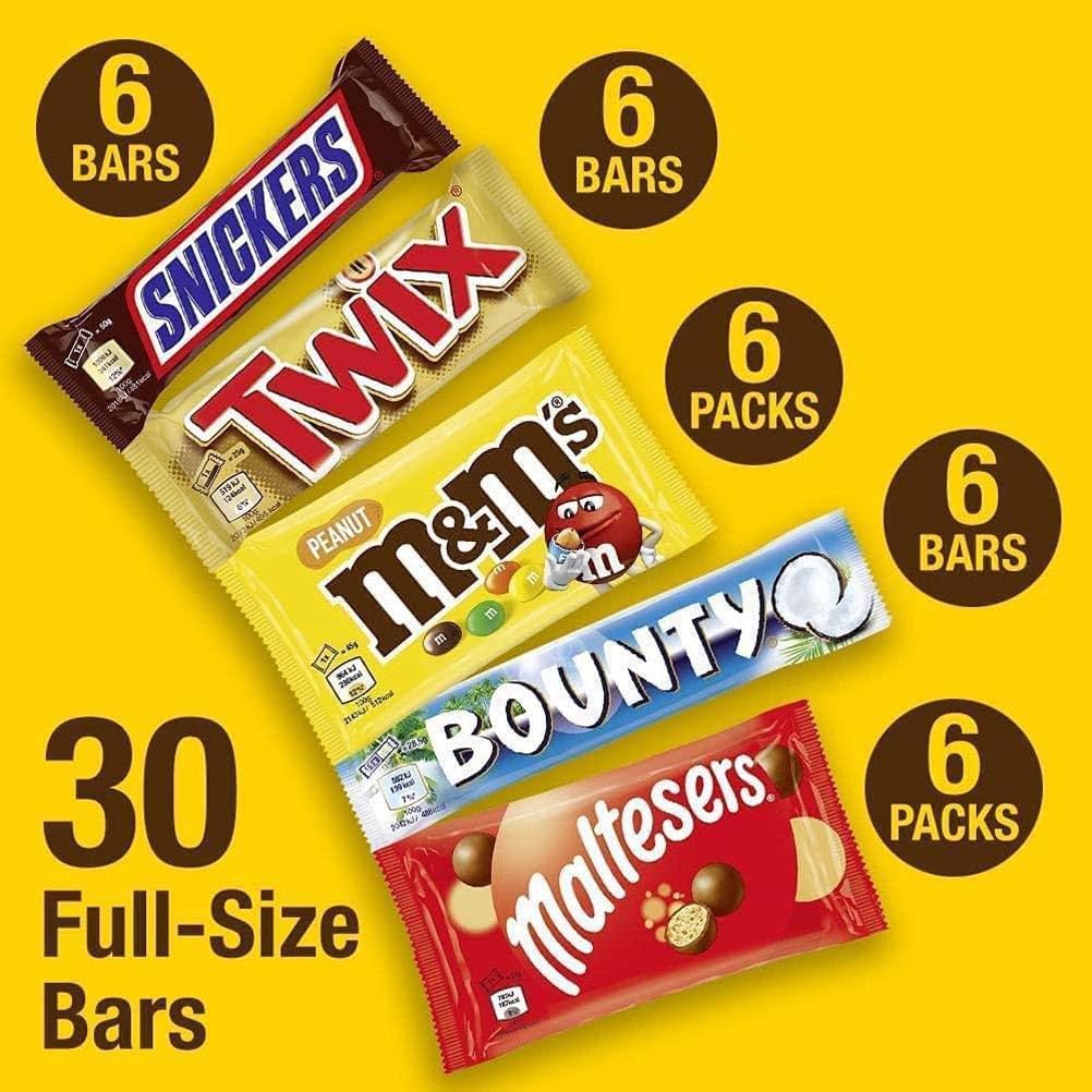 Mixed Bulk Chocolate Box with Snickers, Twix, M&M's Peanuts, Maltesers & Bounty - 30 Full-Size Bars 5