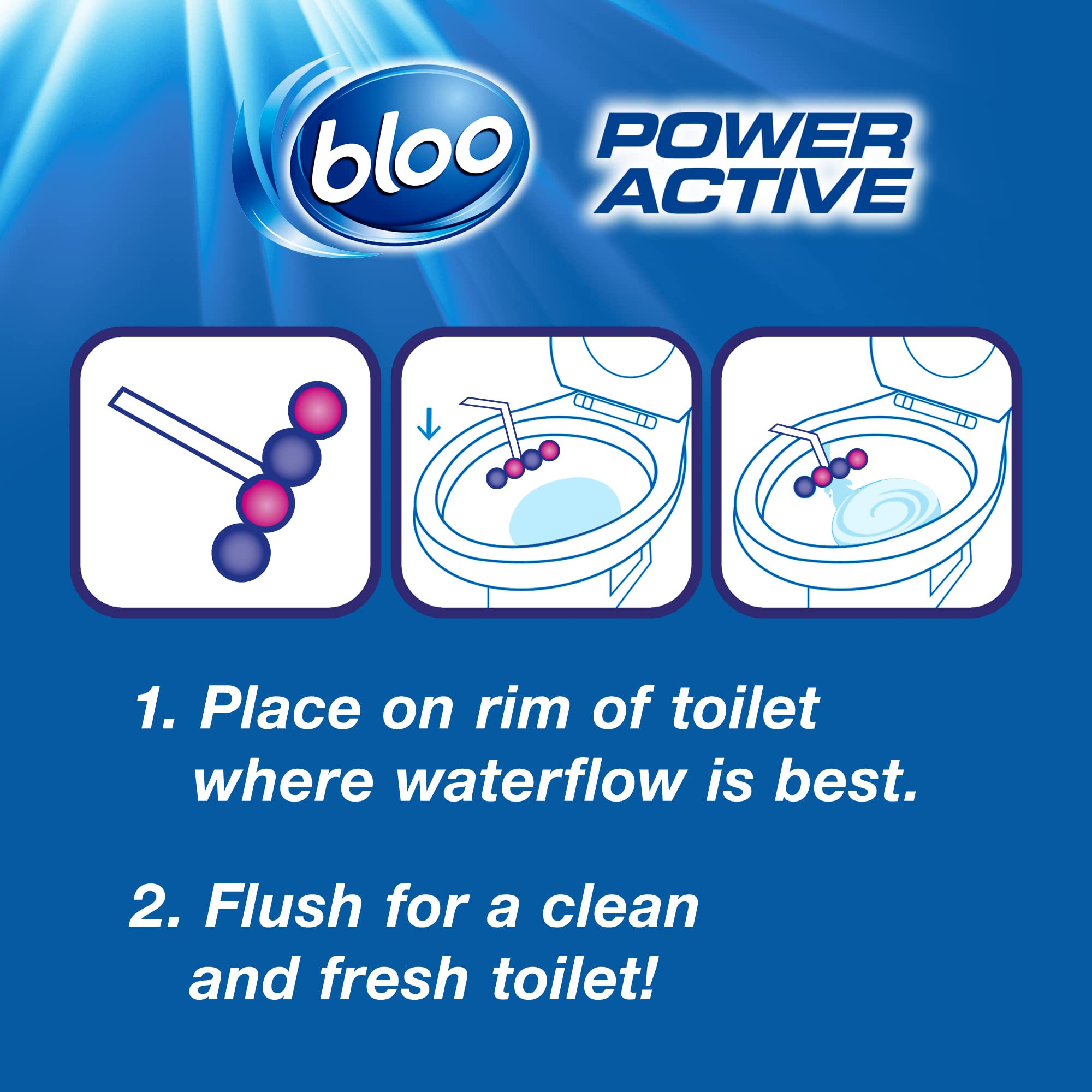 Bloo Power Active Fresh Flowers Toilet Rim Block (50g) 12