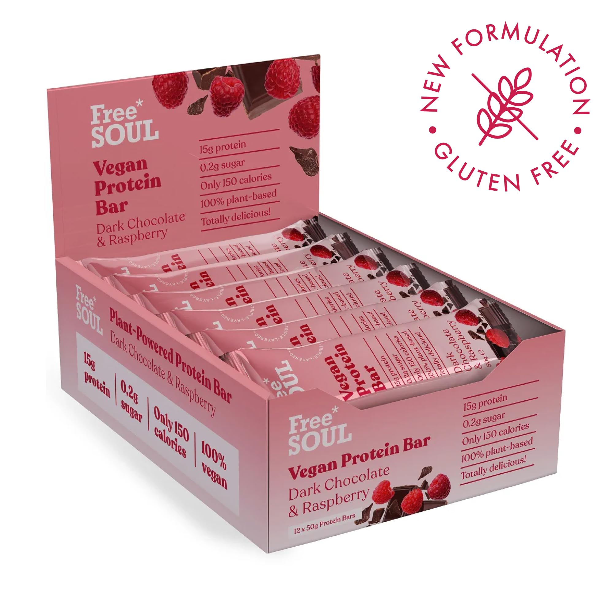 Free Soul Vegan Chocolate Protein Bars 12 x 50g | High Protein Plant Based Snack 3