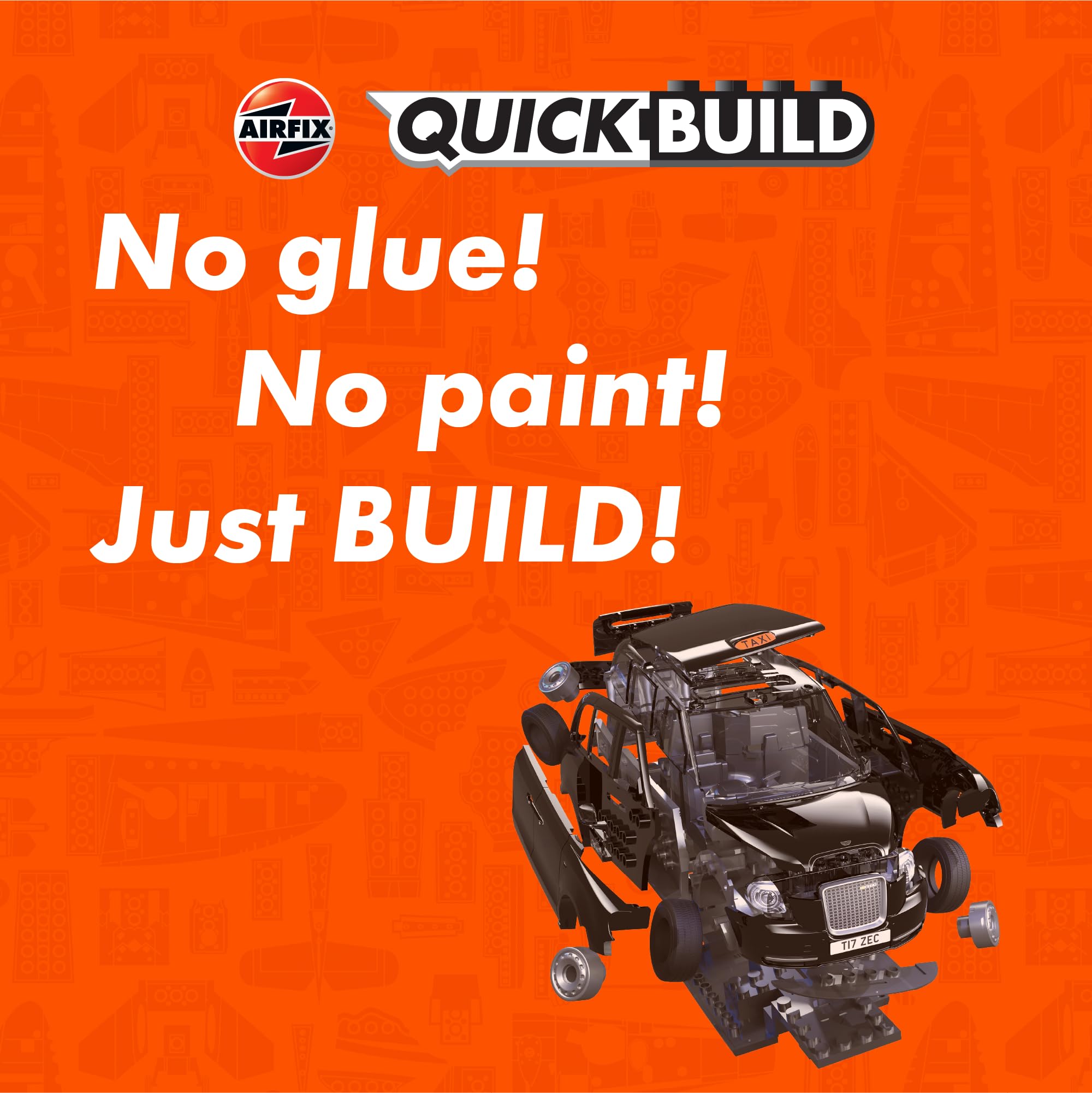 Airfix QUICKBUILD J6051 London Taxi Model Car Kit - Snap-Together Plastic Building Set for Kids 6+