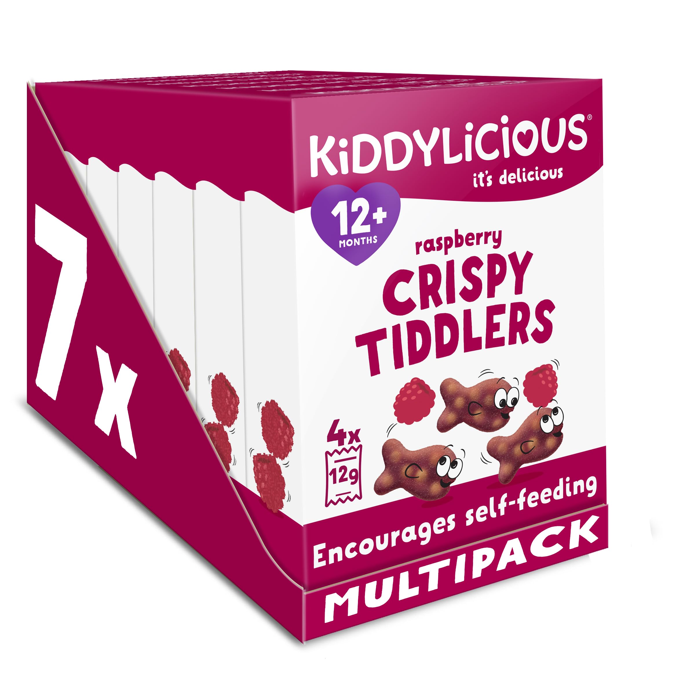 Kiddylicious Crispy Tiddlers Raspberry - Real Fruit Kids Snack 510g