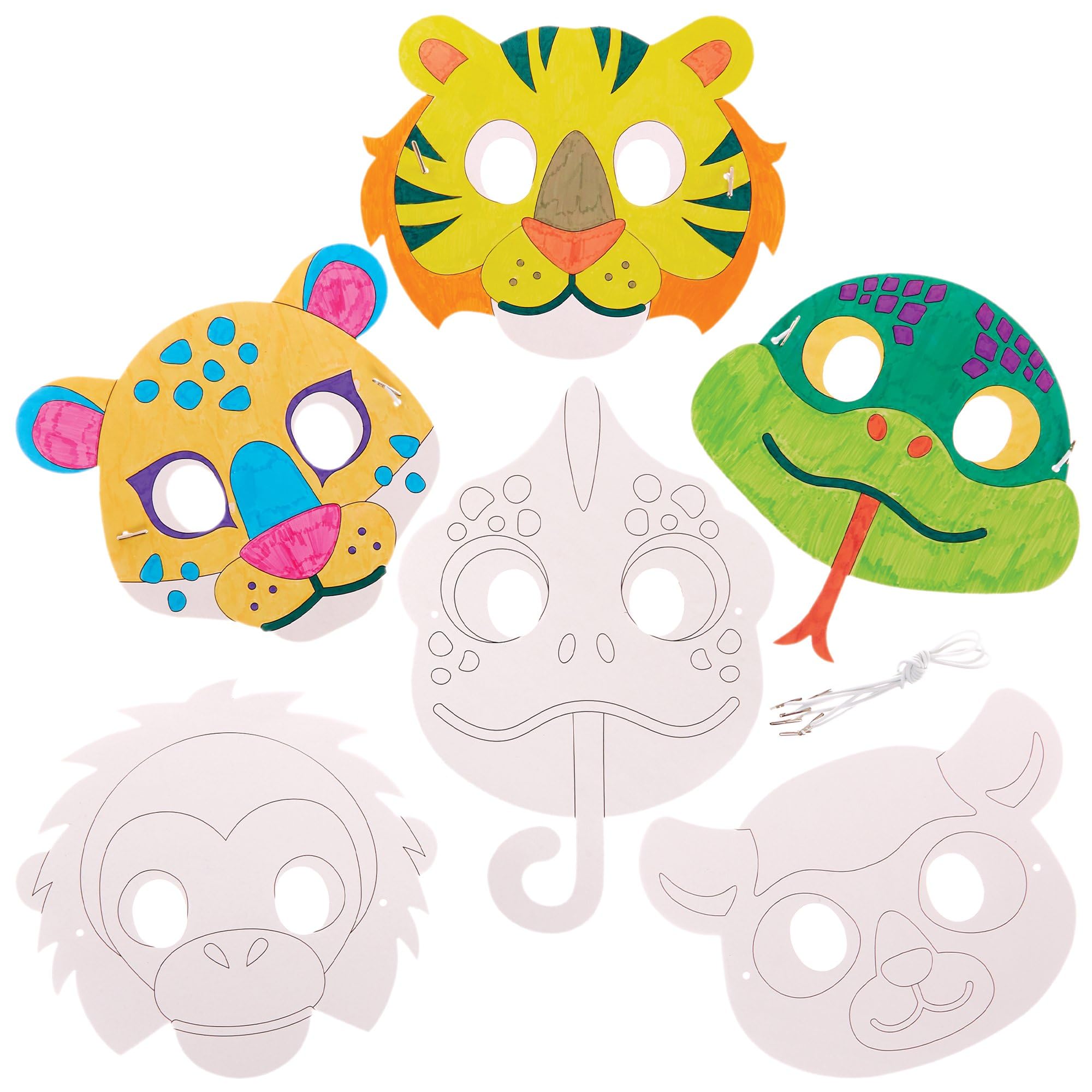 Baker Ross FX556 Rainforest Animal Colour In Masks - Pack of 10 | Felt Cloth | Ages 3+