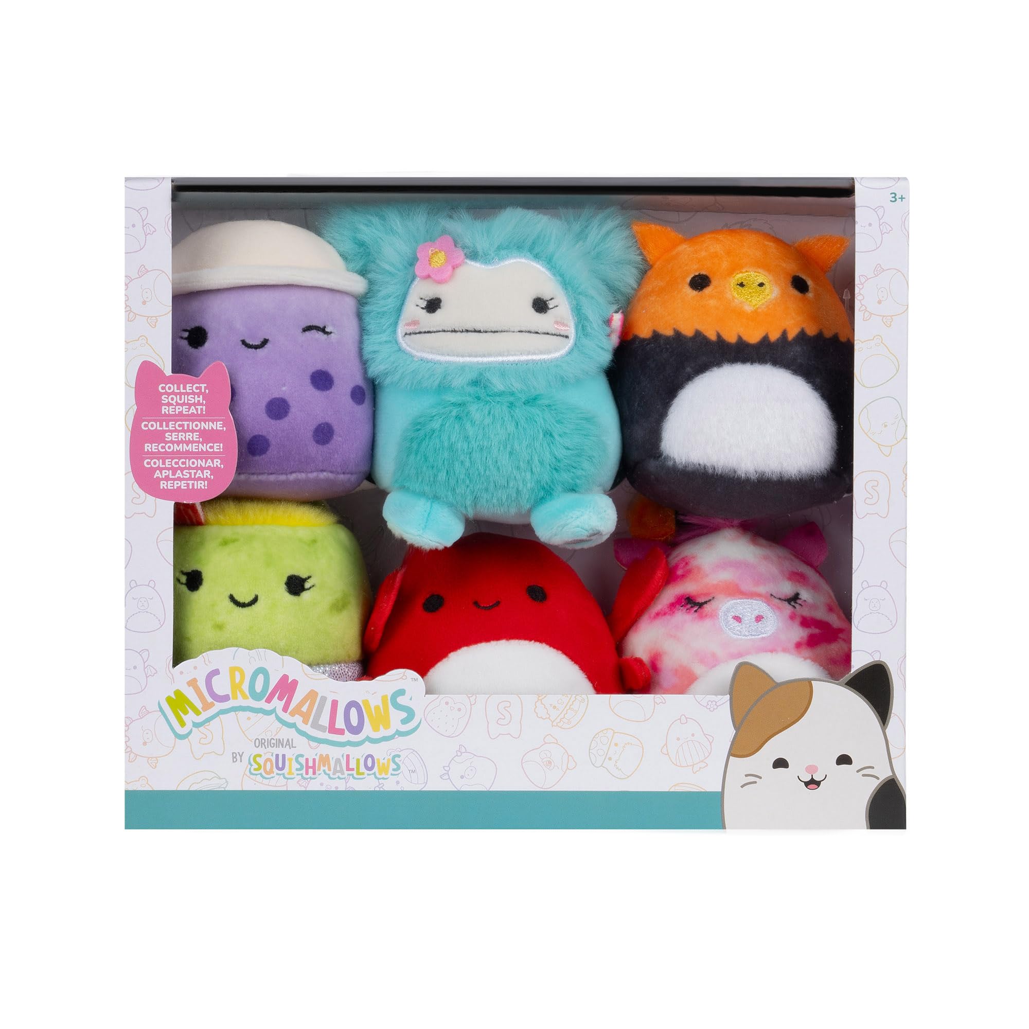 Squishmallows Micromallows 6-Pack - 2.5" Mini Plush Collection with Griffin, Alicorn, Crab, Boba, Burrito, Bigfoot