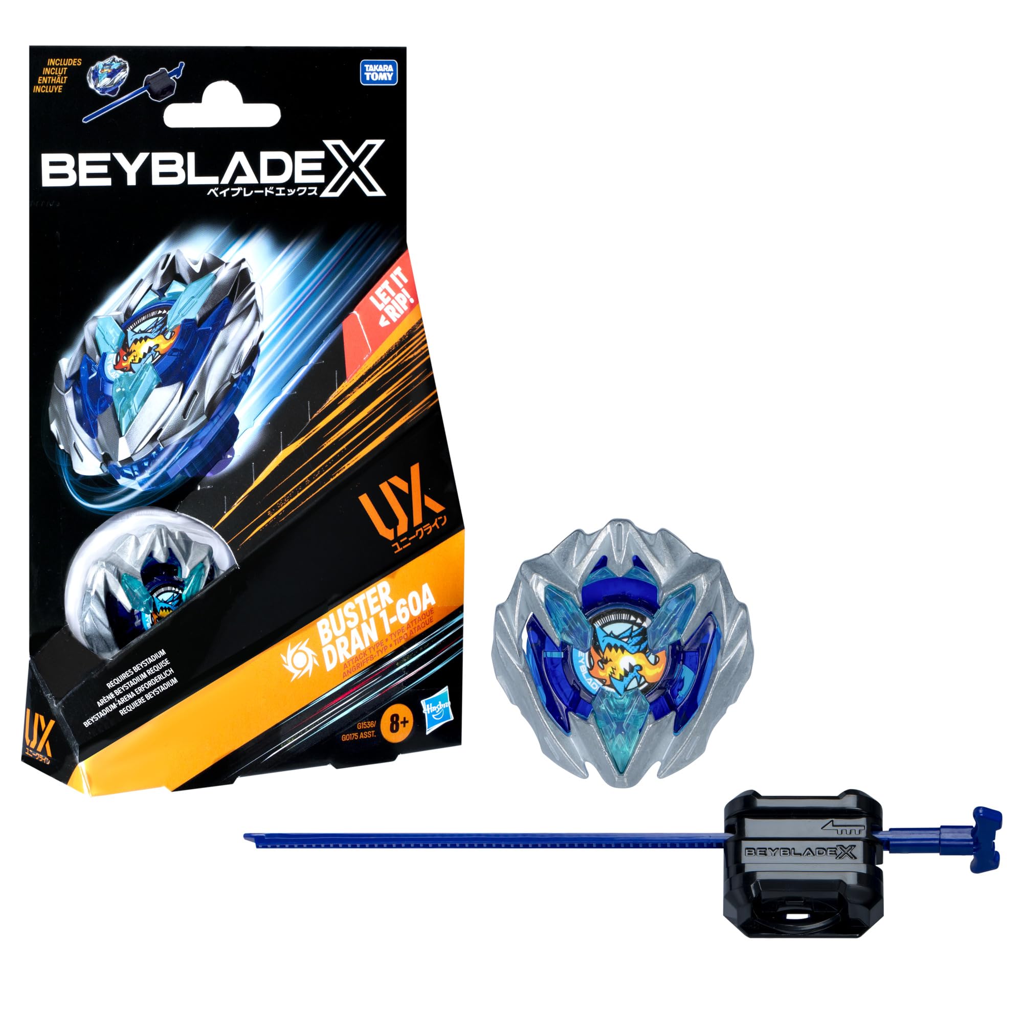Beyblade Buster Dran 1-60A UX Starter Pack Top and Launcher | Right-Spin Attack Type