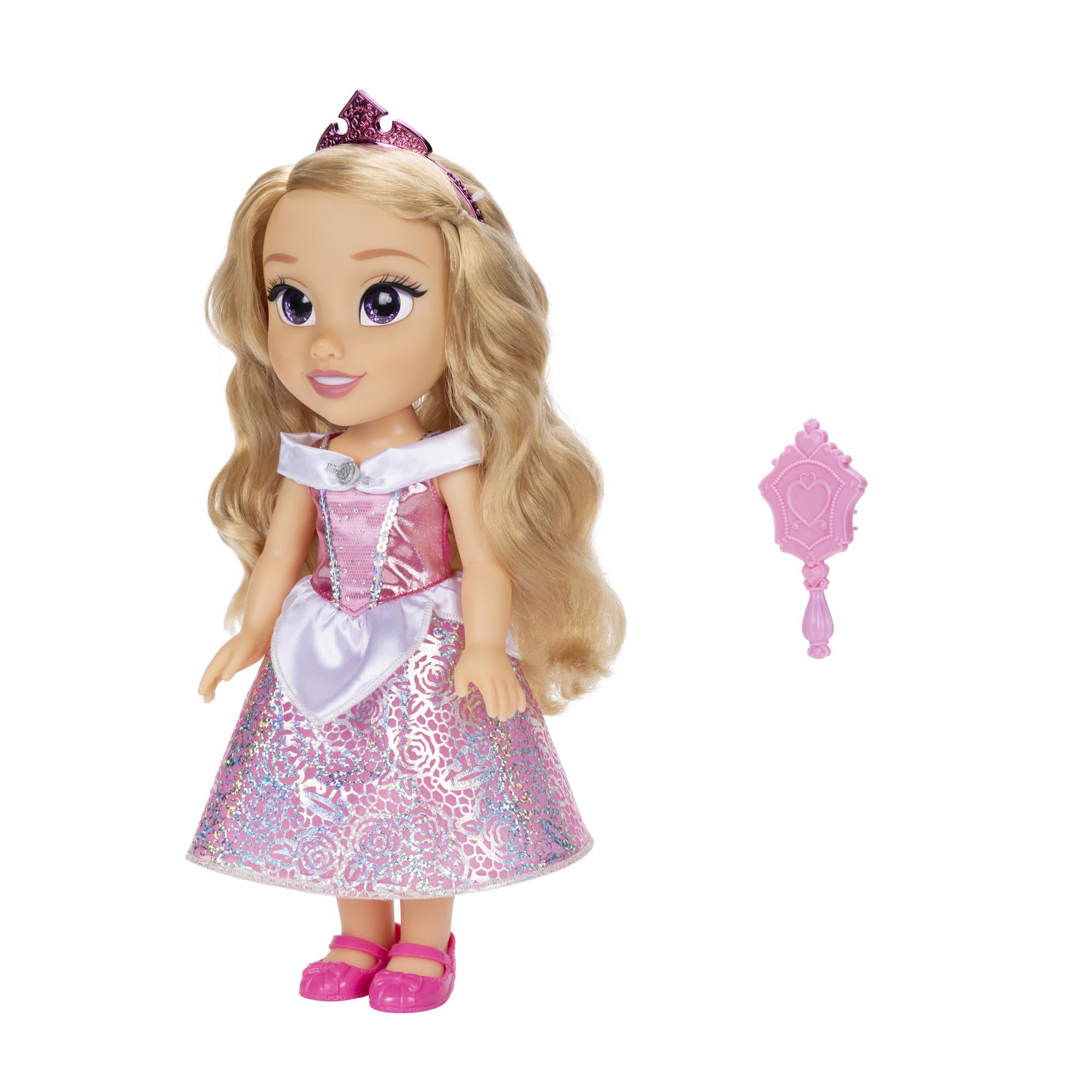 Disney Princess Aurora Fashion Doll - 14" Shimmery Holofoil Dress with Brush & Tiara, Ages 3+ 3