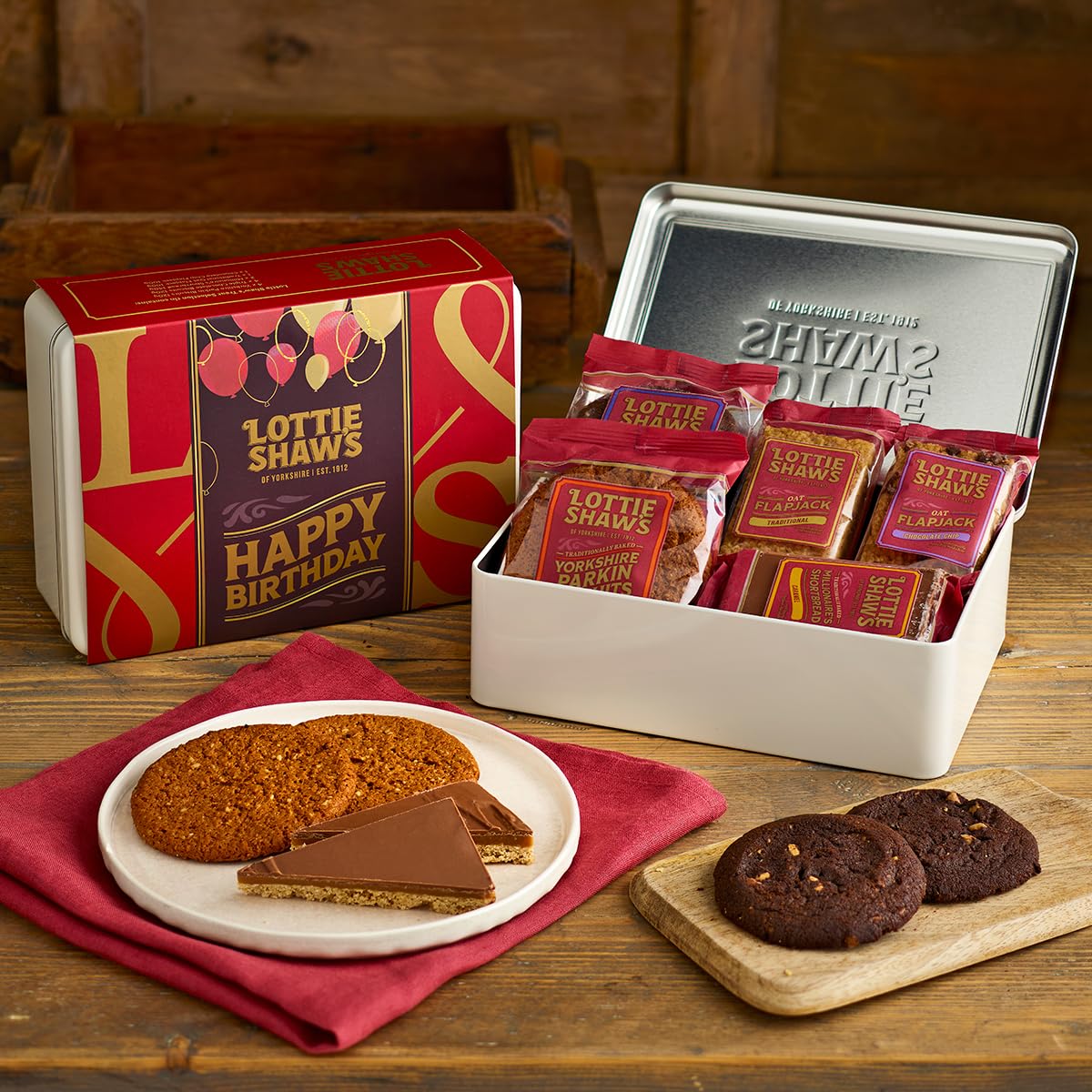 Lottie Shaw's Happy Birthday Tin of Treats - Assorted Individually Wrapped Biscuits & Flapjacks 5