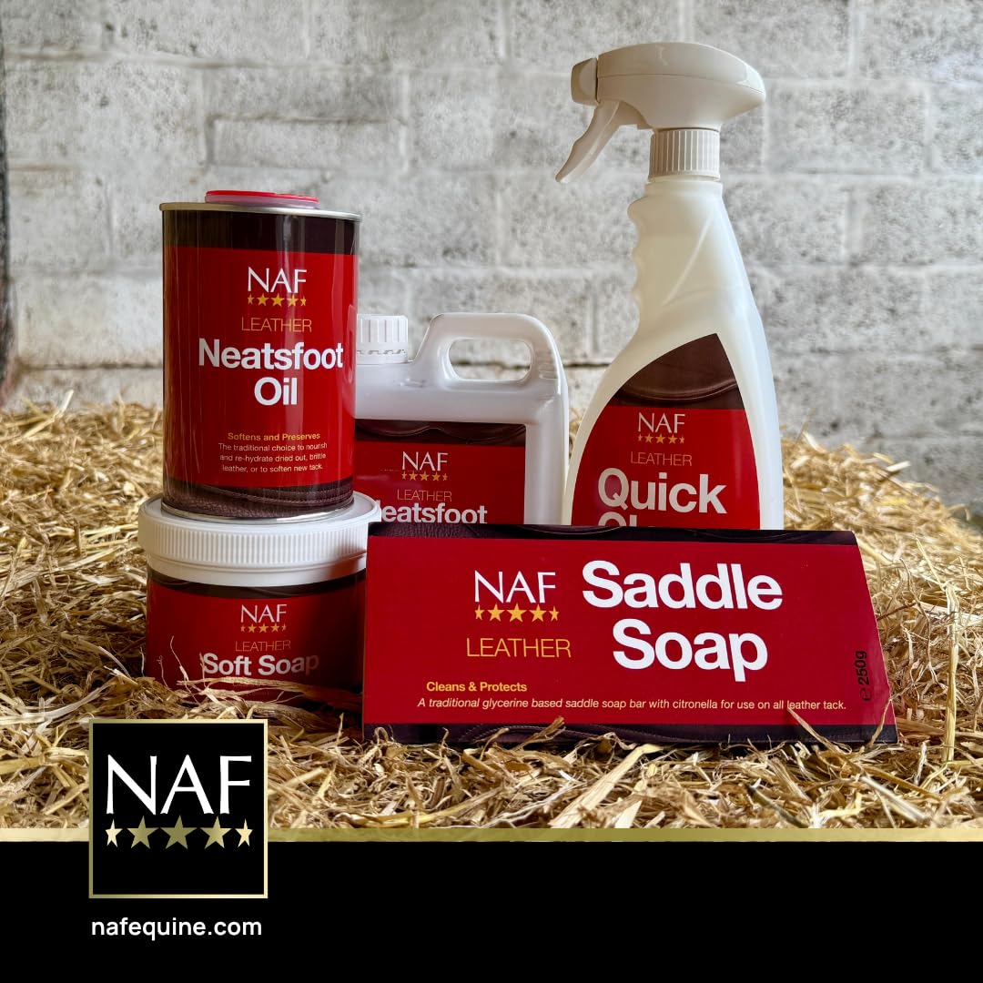 NAF Leather Saddle Soap - Gently Cleans & Conditions | 250g Tub | Regular Size 4