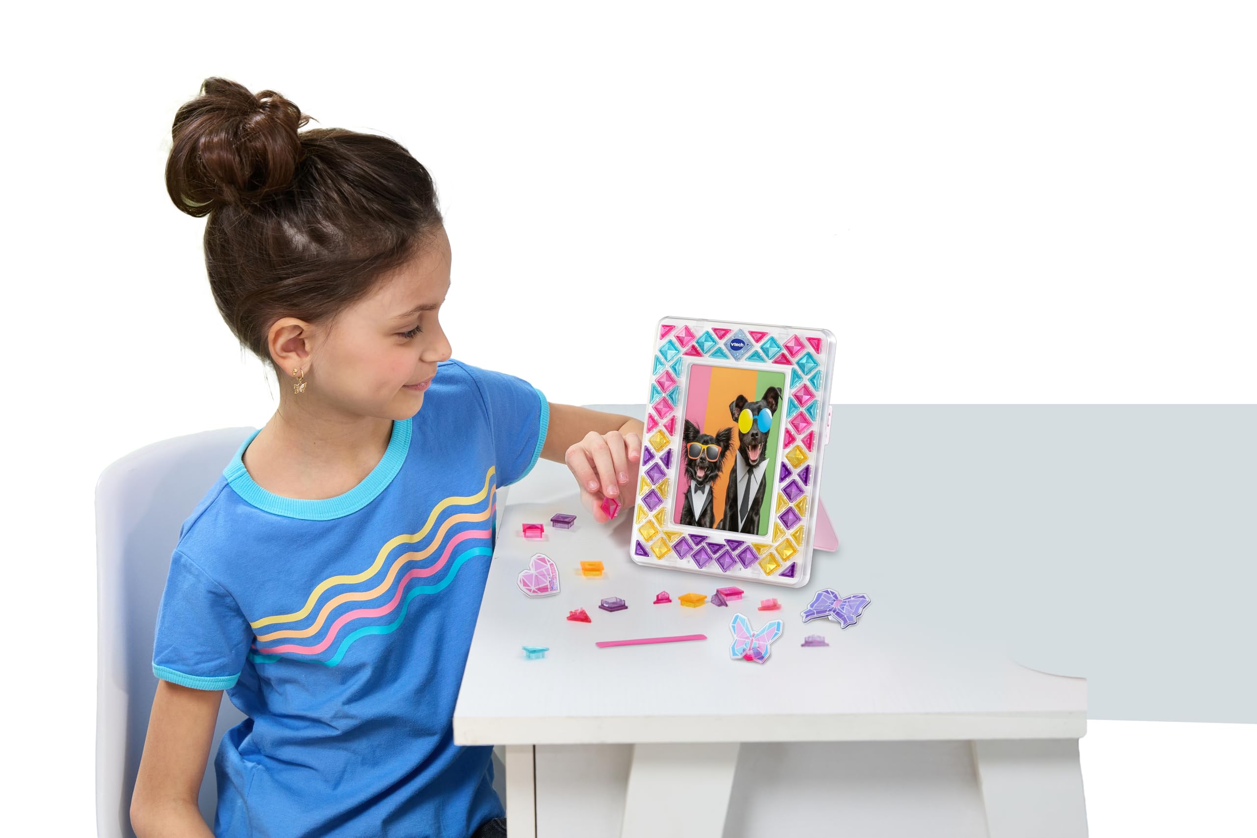 VTech Mosaic Magic Lights Photo Frame - 70+ Colourful Tiles, Light-Up Craft Kit for Ages 5+ 3