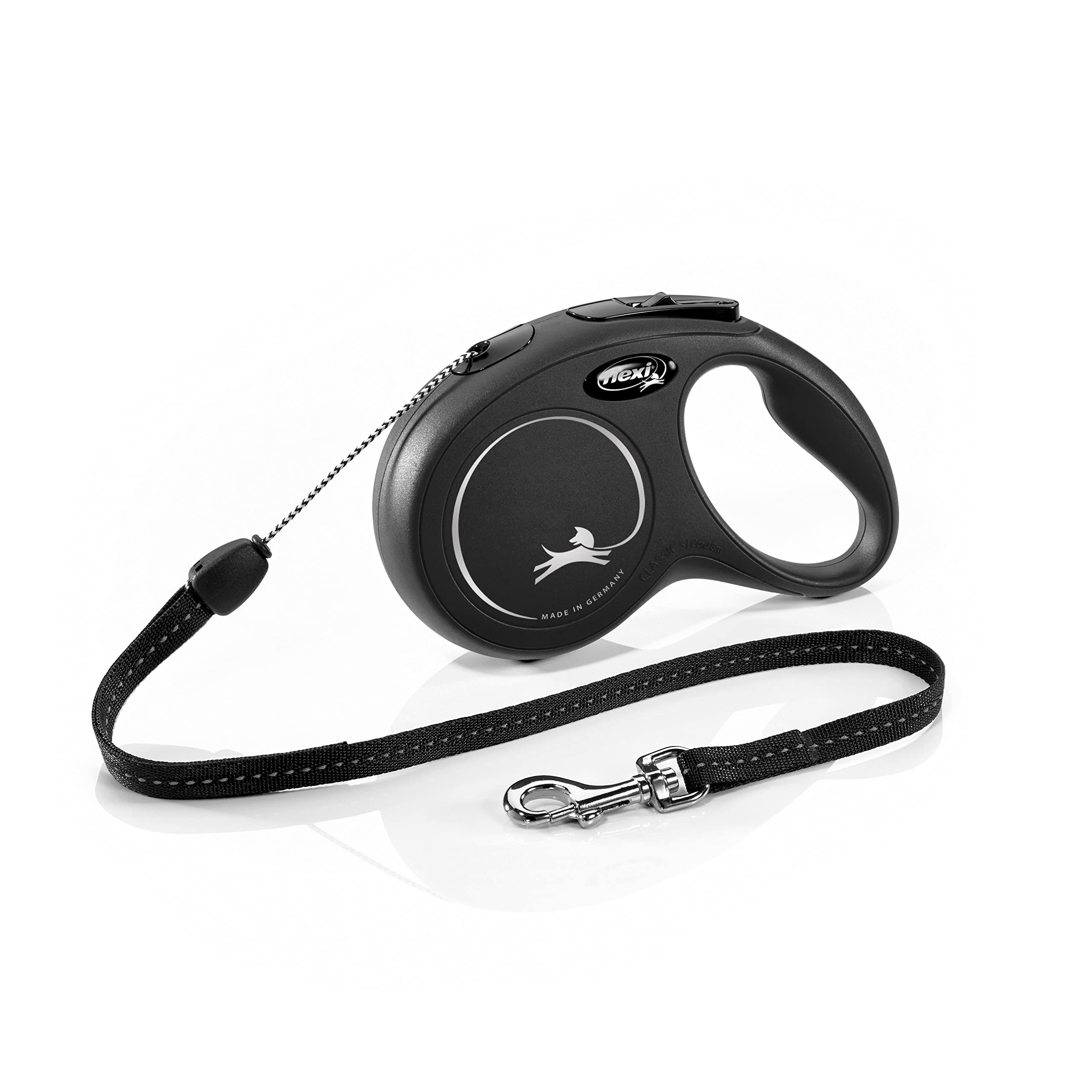 flexi New Classic Cord Black Small Retractable Dog Leash | 8m Length | Up to 12kg/26lbs 1