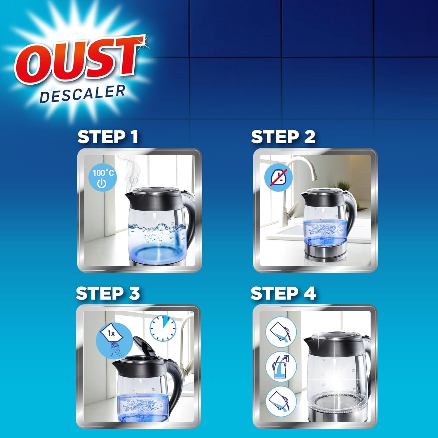 Oust Powerful All Purpose Descaler - Limescale Remover for Kettles, Irons, Coffee Machines & Shower Heads 3