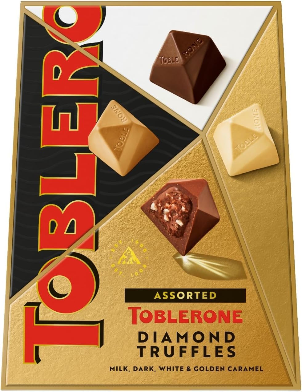 Toblerone Assorted Diamond Chocolate Truffles - Milk, Dark & Golden Caramel Praline, 180g 16