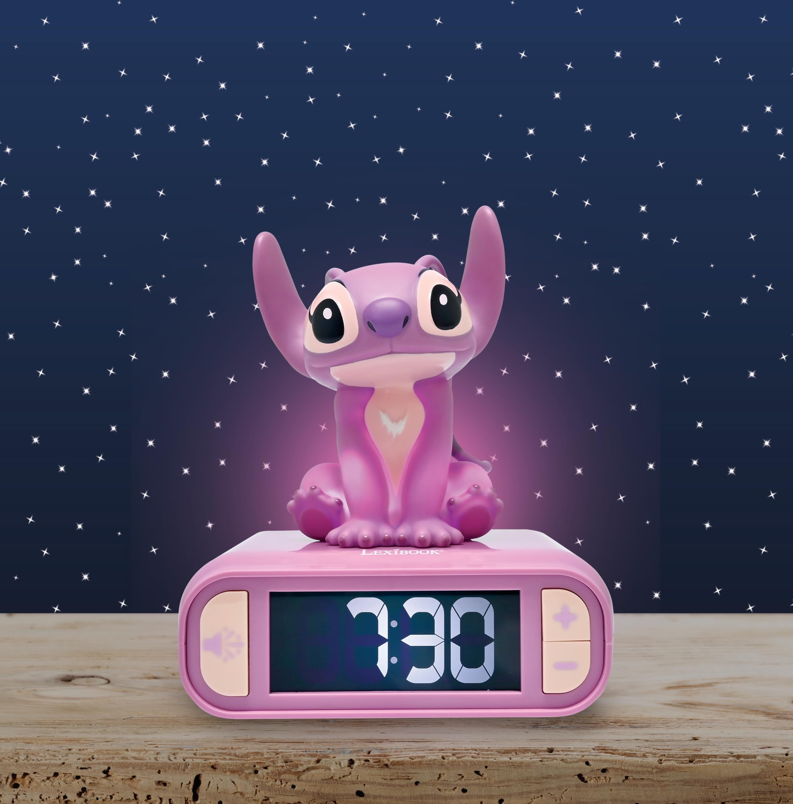 LEXIBOOK Disney Stitch Angel Night Light Alarm Clock - Light-Up Musical Bedtime Companion 4