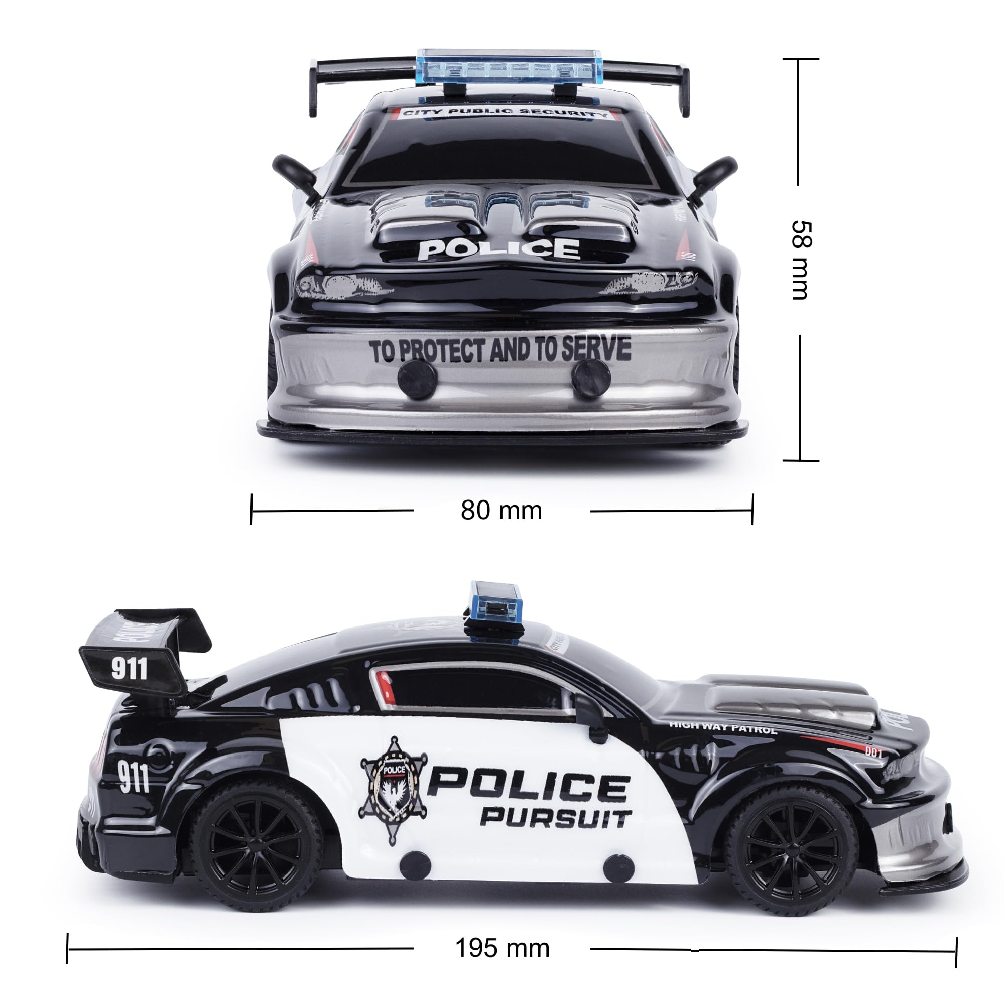 CMJ RC Cars Road Rebel Police Pursuit 1:24 Scale Remote Control Car - High-Speed Drifting & 2.4GHz Multi-Race Capability